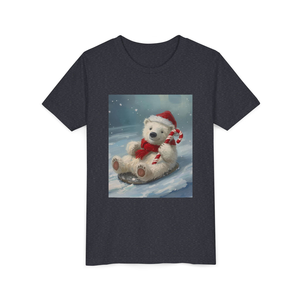Cute Christmas Bear Youth Short Sleeve Tee
