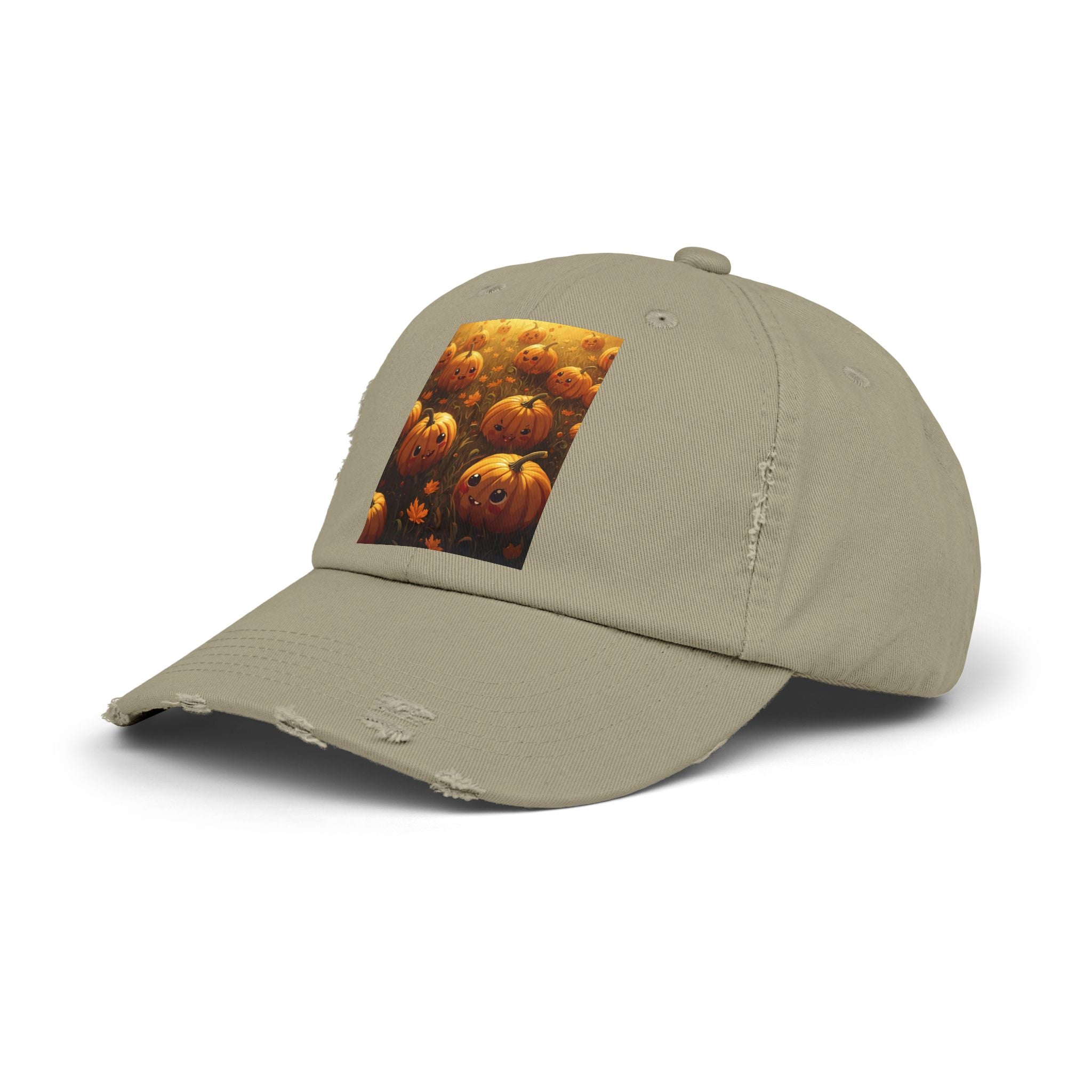 Unisex Distressed Pumpkin Cap, Vintage Halloween Hat, Fall Fashion Accessory, Casual Everyday Wear, Gift for Pumpkin Lovers