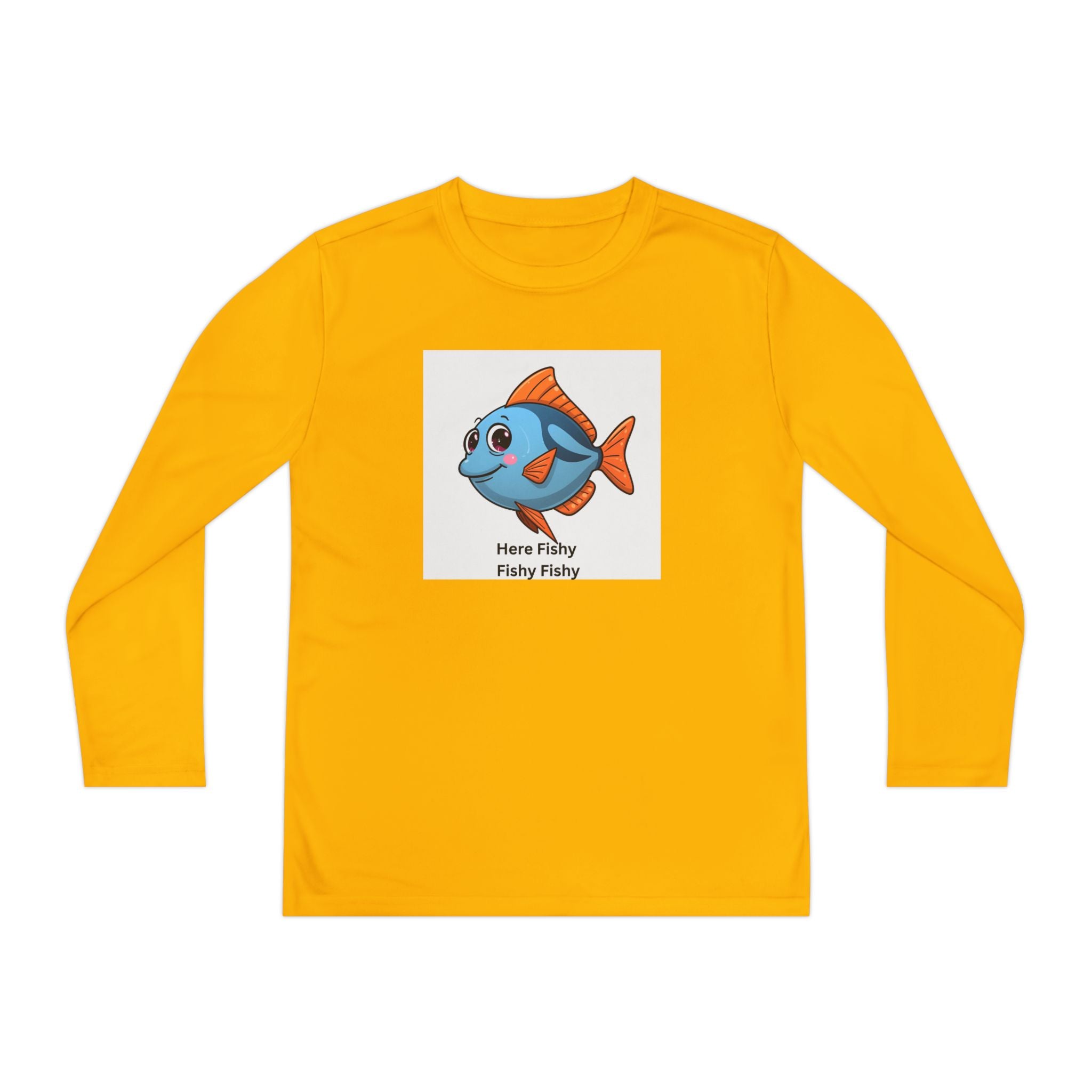 Here Fishy Fishy Fishy Youth Long Sleeve Competitor Tee
