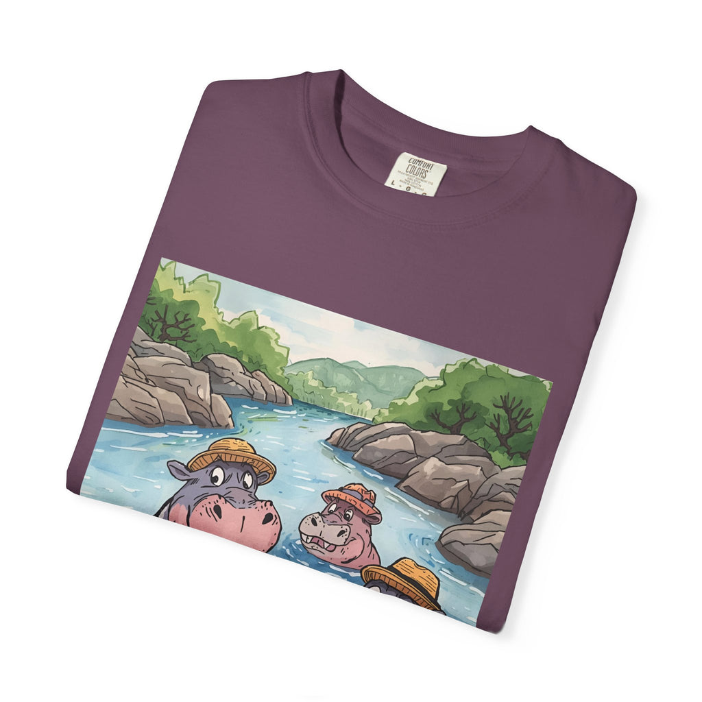 Hippo Adventure Unisex T-Shirt, Cute Animal Tee, Gift for Nature Lovers, Casual Wear, Birthday and Summer Vibe