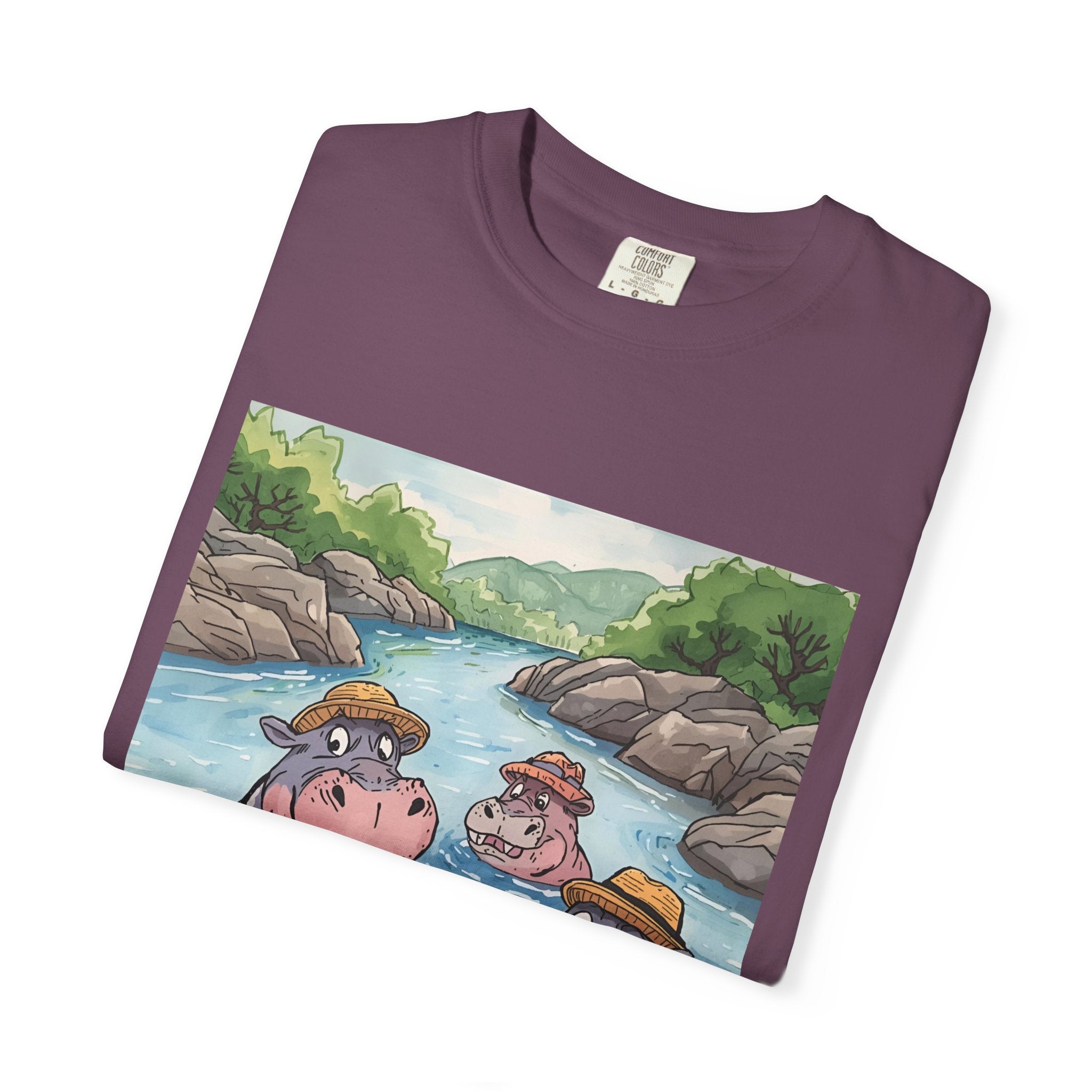 Hippo Adventure Unisex T-Shirt, Cute Animal Tee, Gift for Nature Lovers, Casual Wear, Birthday and Summer Vibe