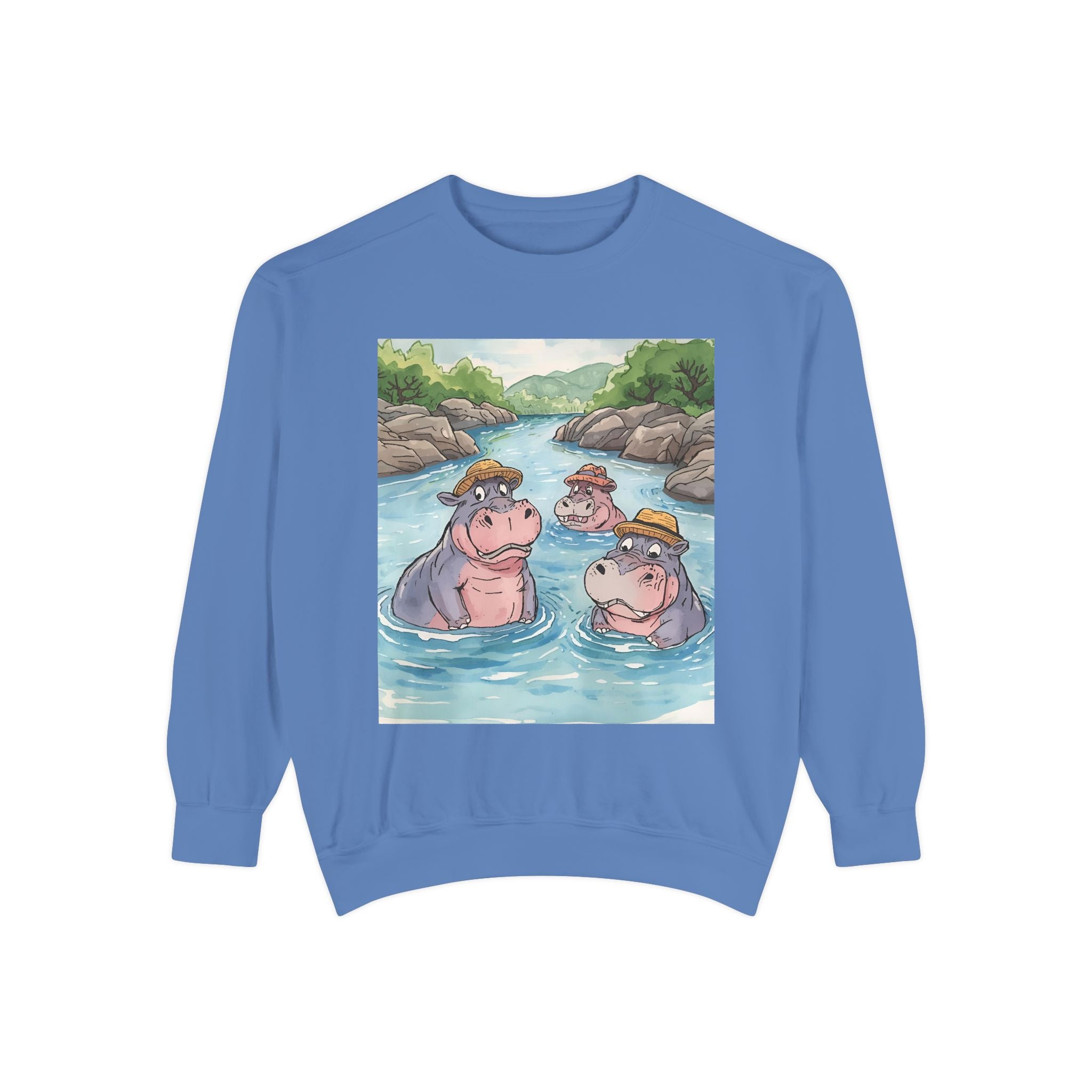 Hippo Cute Unisex Garment-Dyed Sweatshirt