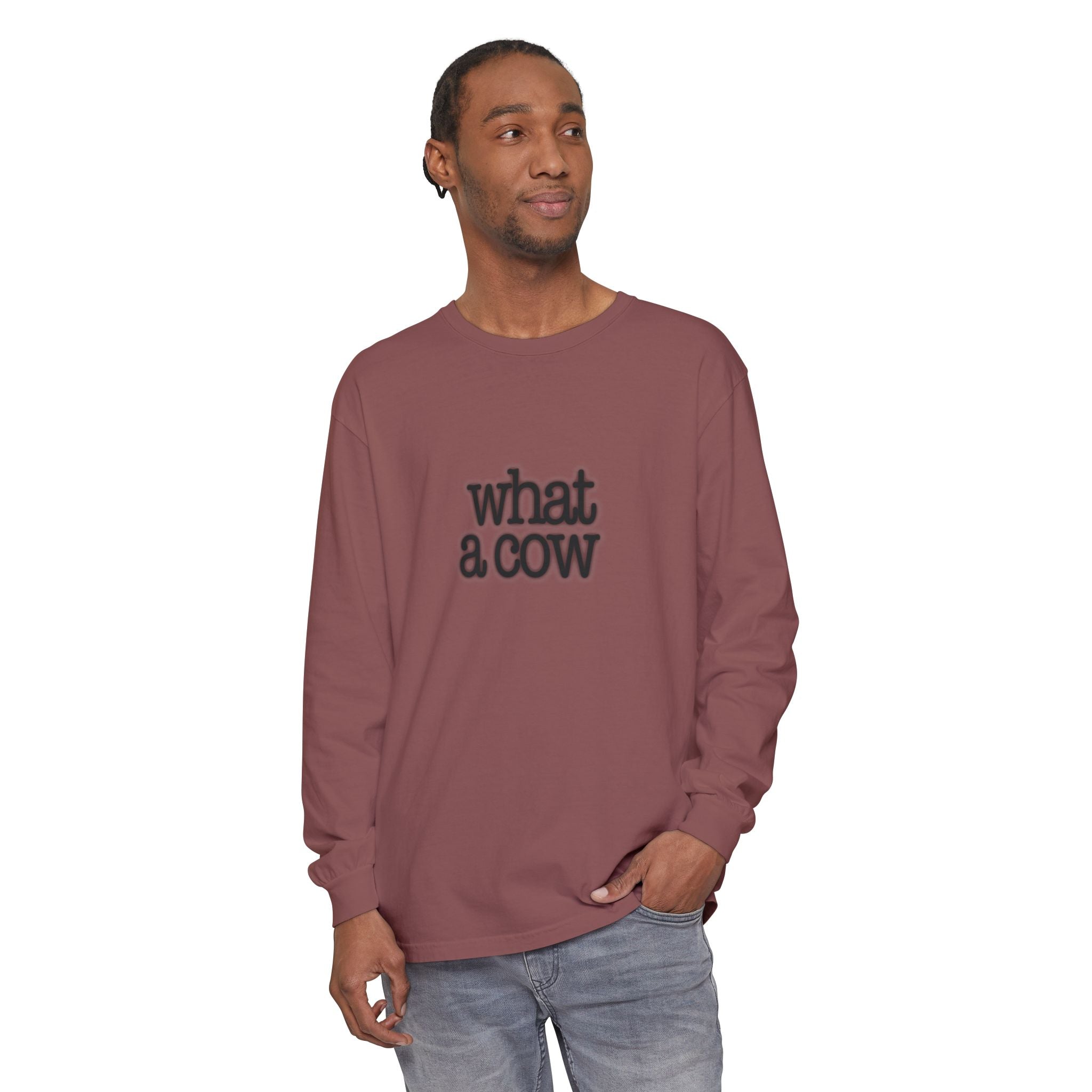 What A Cow Unisex Garment-dyed Long Sleeve T-Shirt