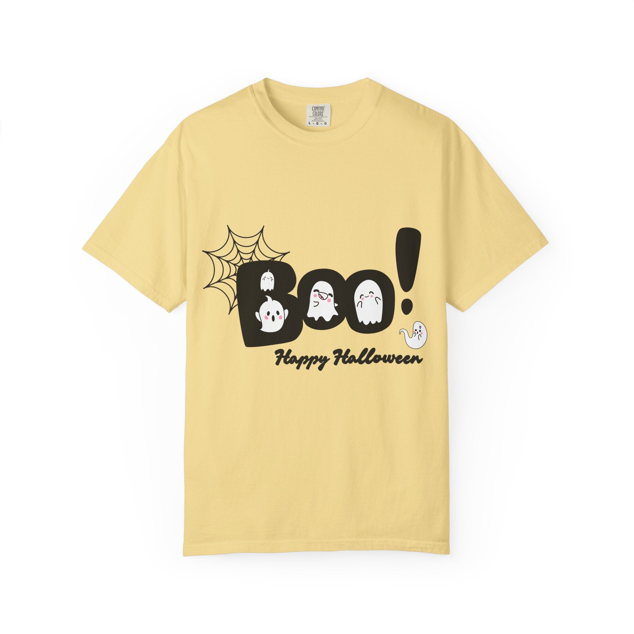 Halloween Boo T-Shirt, Unisex Garment-Dyed Tee, Spooky Costume, Fall Apparel, Trick or Treat Shirt, Ghost Print Top