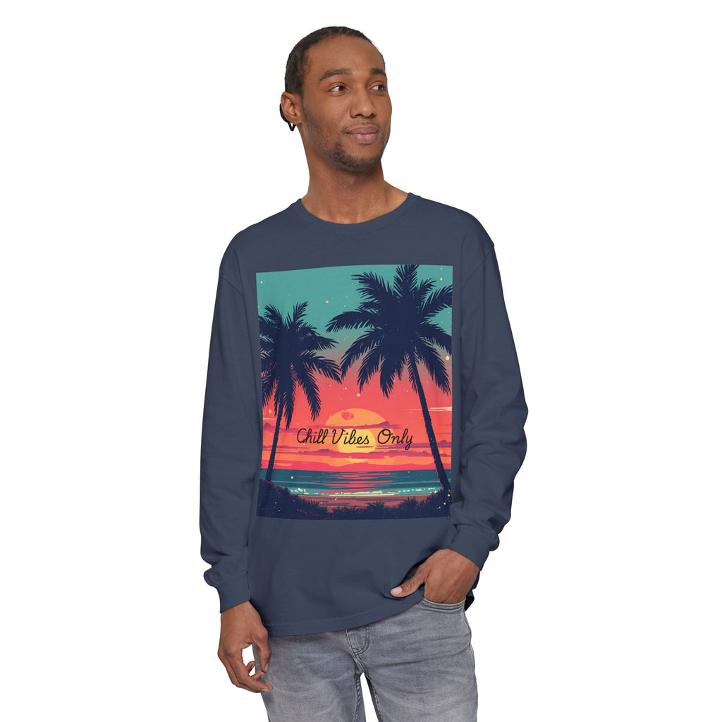 Tropical Sunset Unisex Garment-dyed Long Sleeve T-Shirt