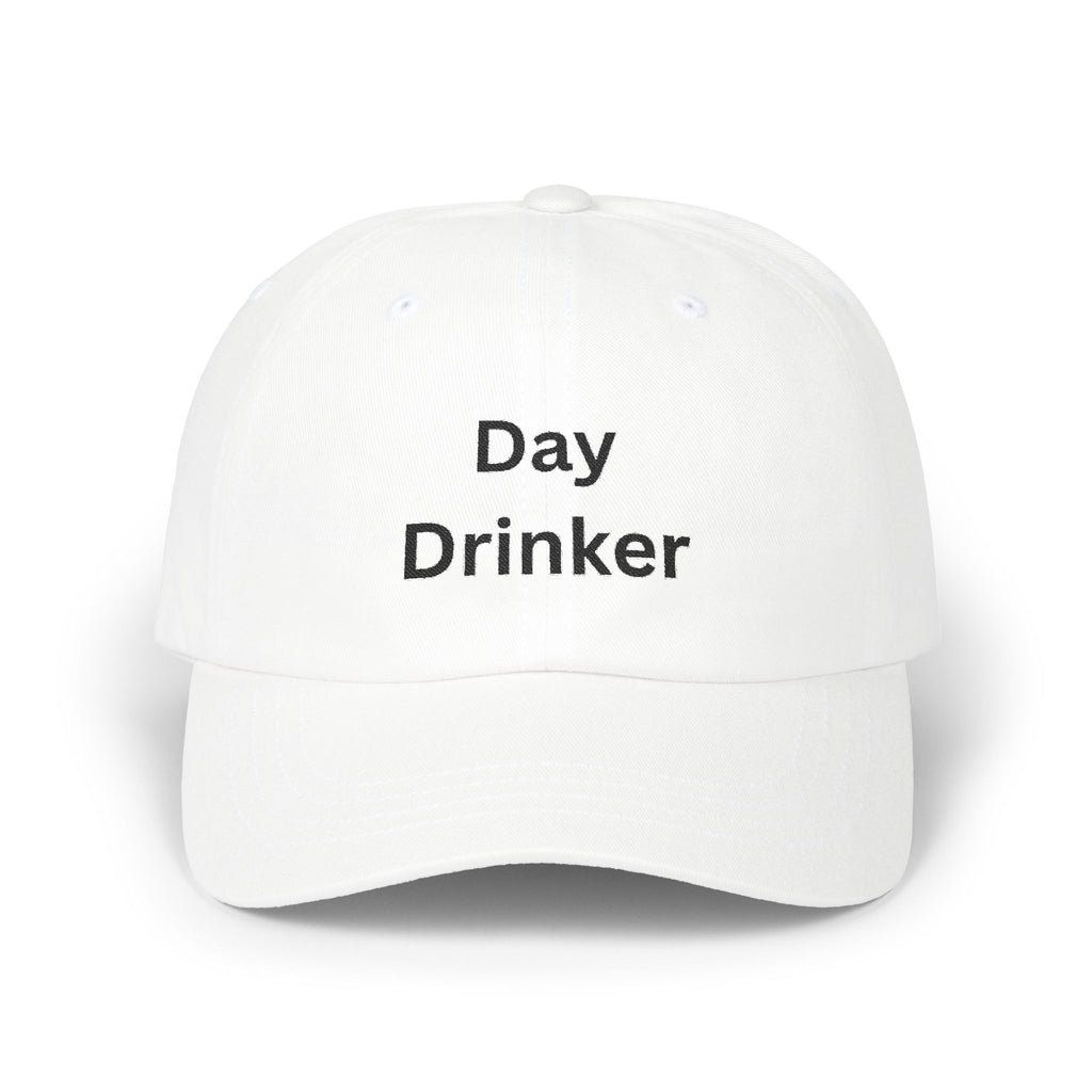 White Dad Cap with 'Day Drinker' | Casual Hat for Dads, Summer Fun, Gifts for Father's Day, Relaxed Style