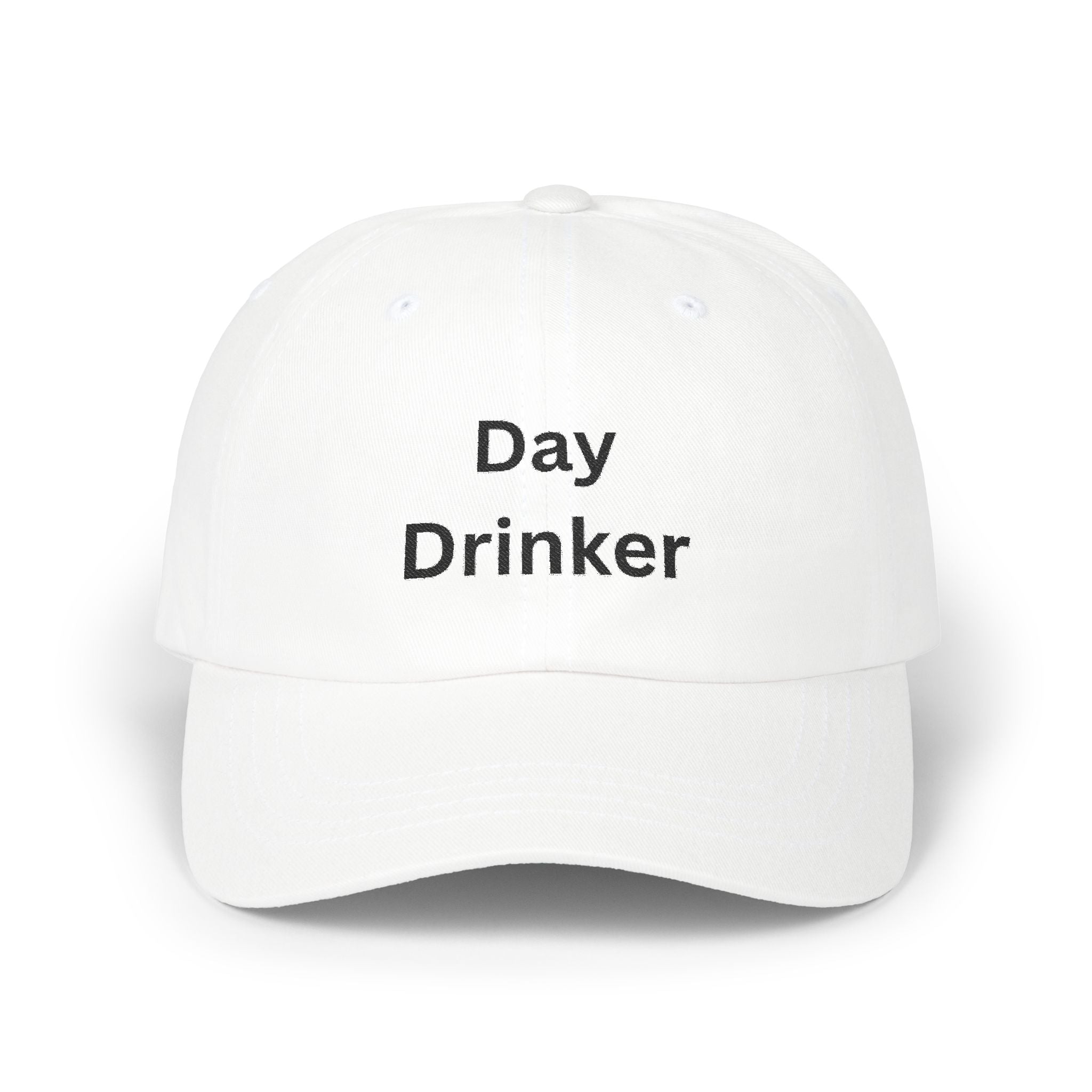 White Dad Cap with 'Day Drinker' | Casual Hat for Dads, Summer Fun, Gifts for Father's Day, Relaxed Style
