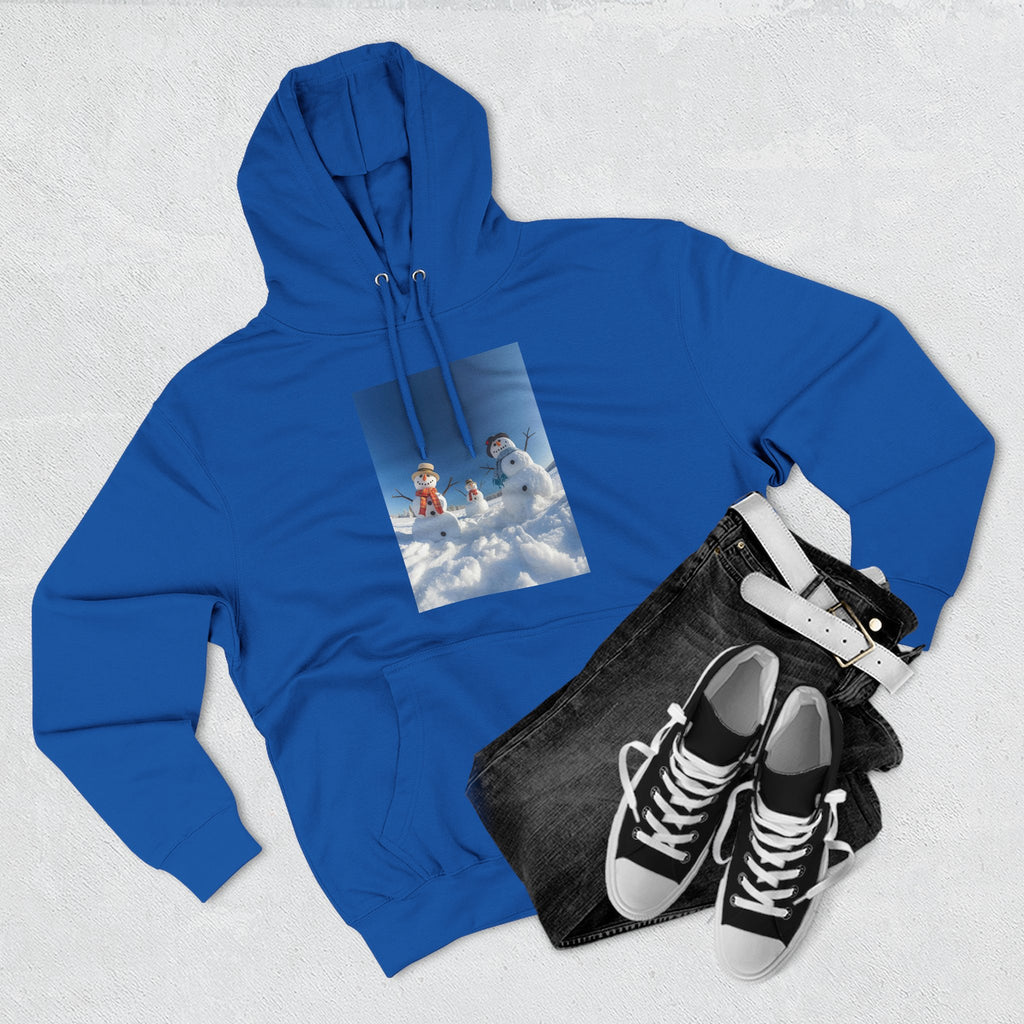 Cozy Fleece Hoodie with Fun Snowmen Design, Winter Wear, Gift for Christmas, Birthday Present, Casual Outfit, Hoodie for Snow Lovers