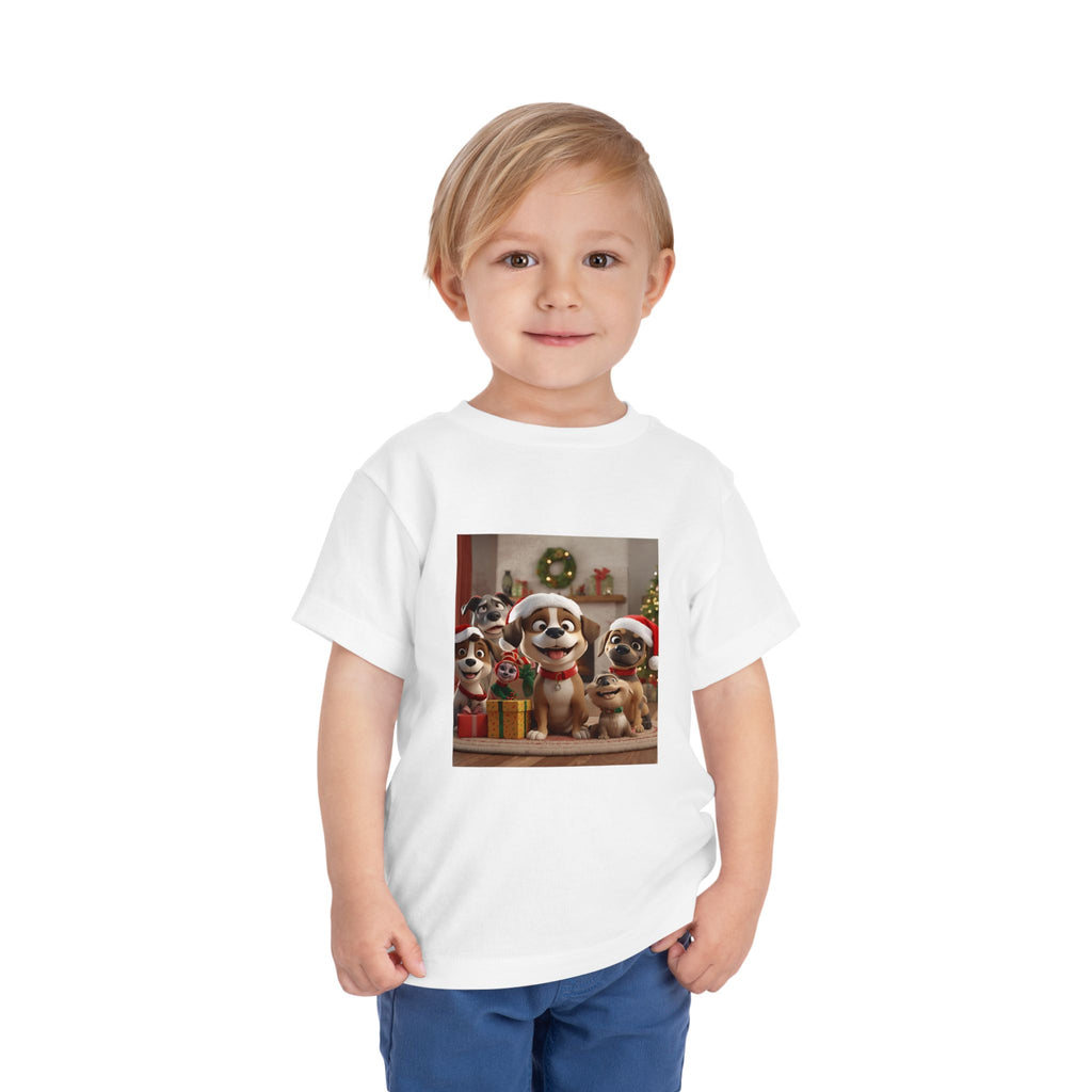 Cute Christmas Festive Puppy Toddler Tee, Cute Dog Christmas Shirt, Kids Holiday Clothing, Animal Lover Gift, Birthday Outfit