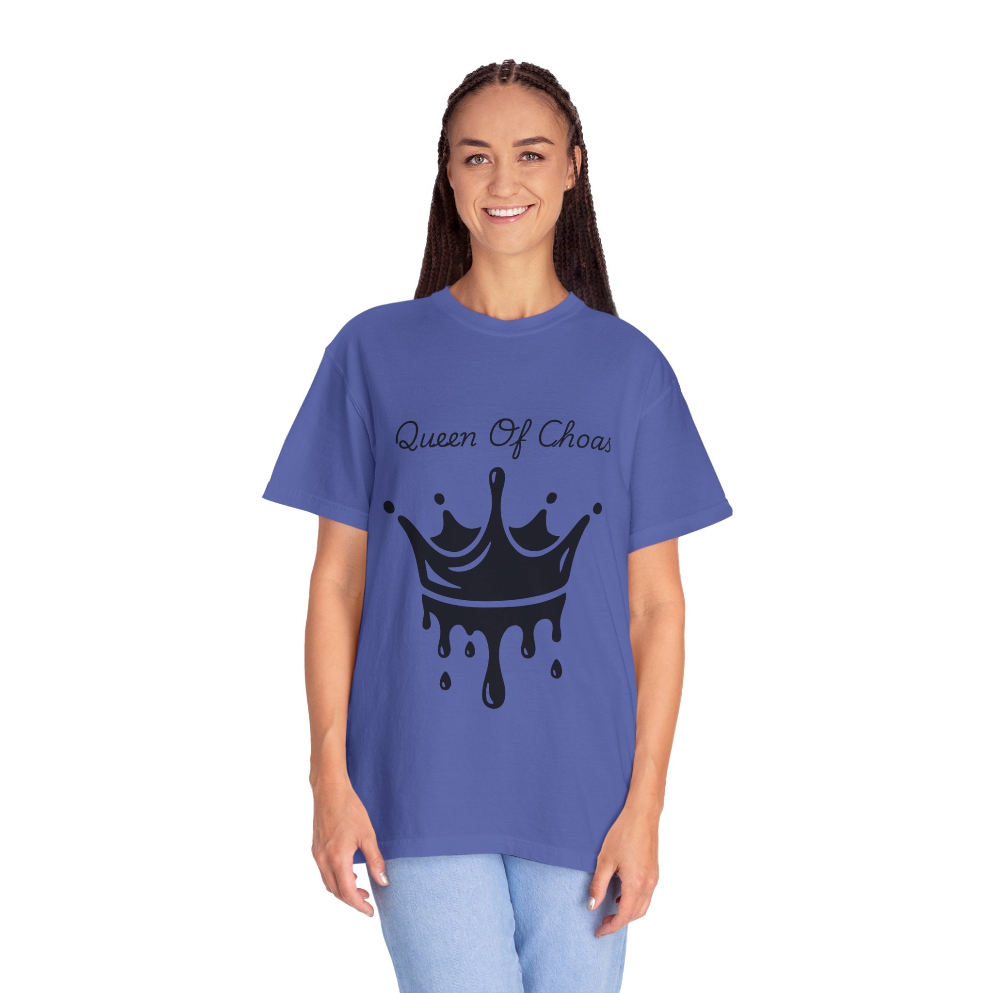 Queen of Chaos T-Shirt, Unisex Garment-Dyed Tee, Fun Casual Wear, Unique Gift Idea, Perfect for Celebrations