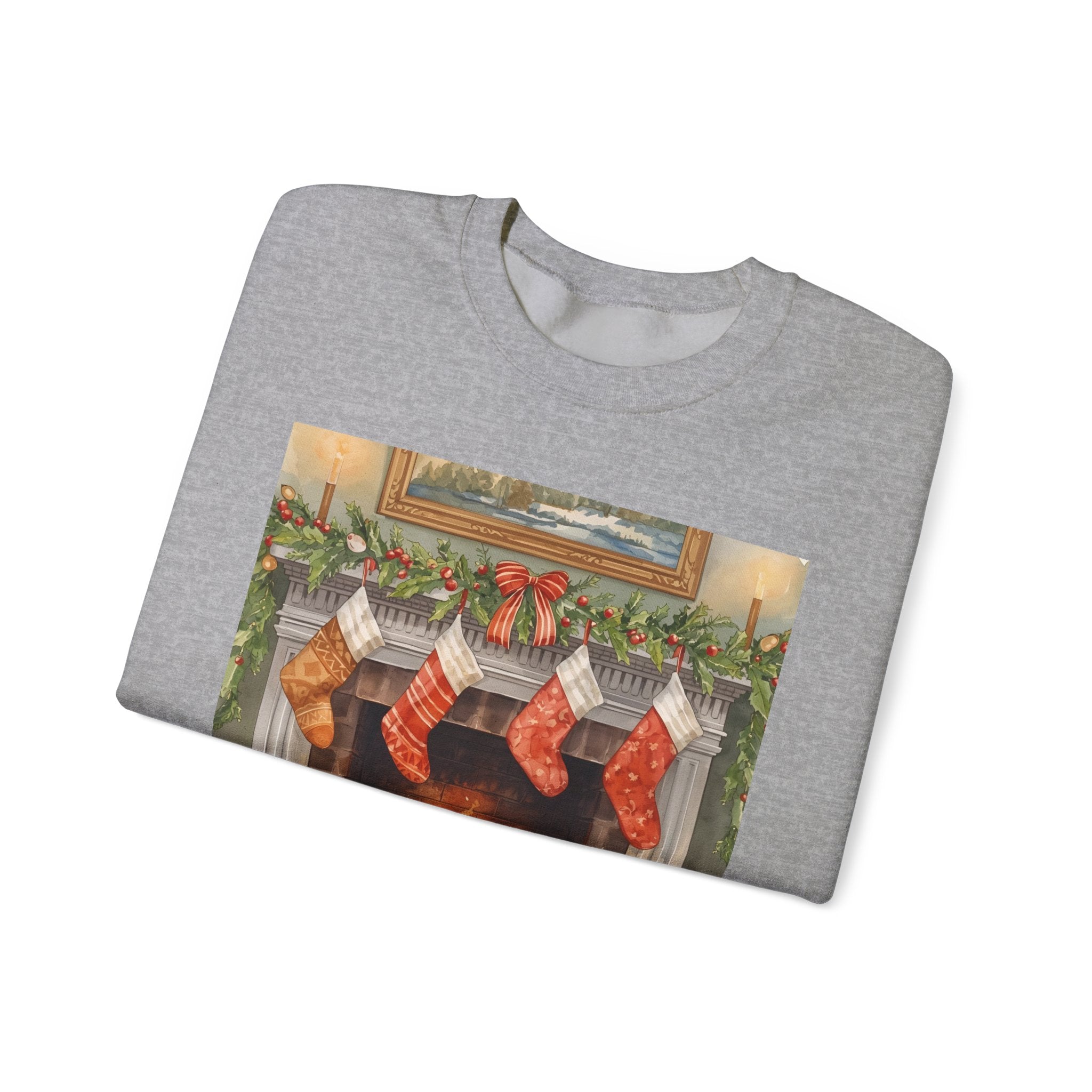Christmas Stocking Fireplace Unisex Heavy Blend™ Crewneck Sweatshirt