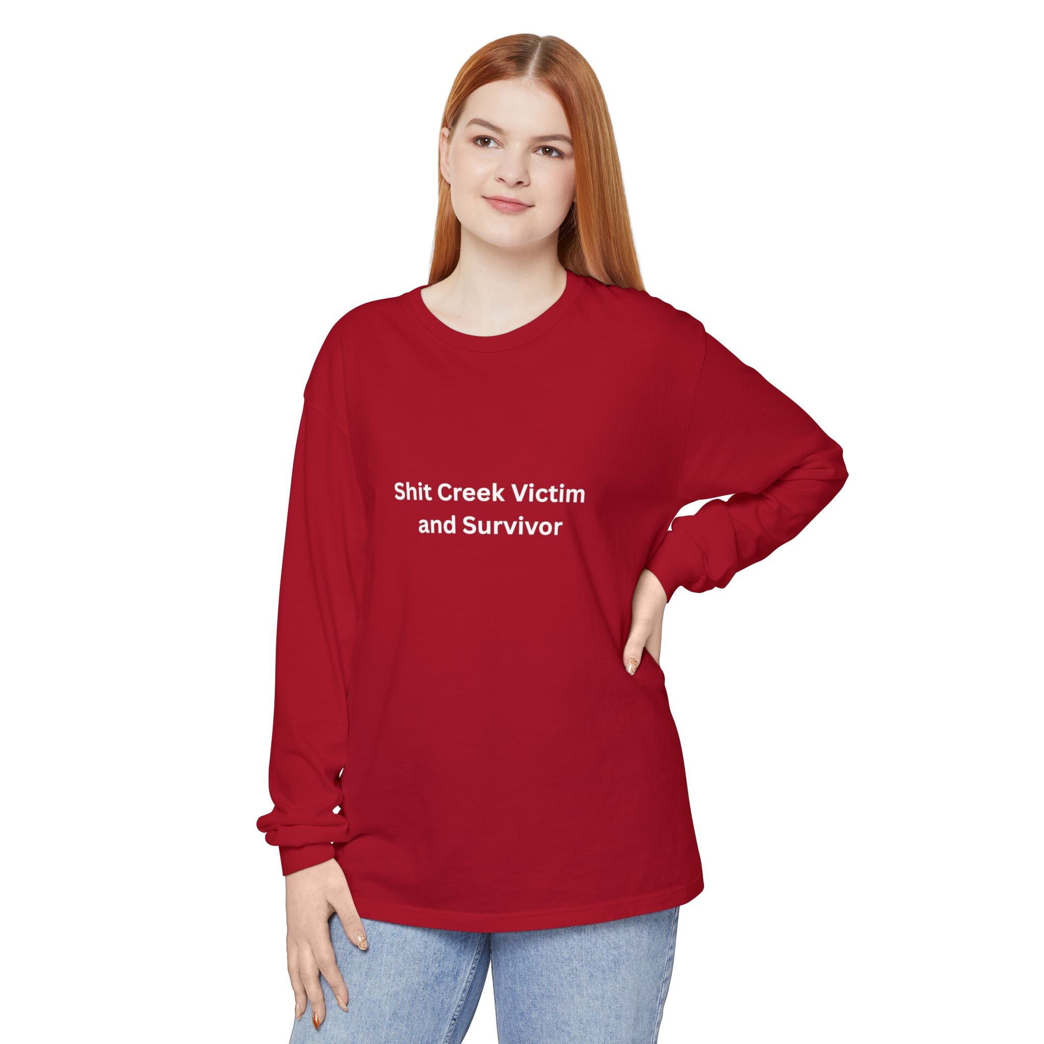 Shit Creek Survivor Long Sleeve T-Shirt, Funny Gift, Casual Wear, Humor Shirt, Birthday Gift, Unisex Apparel