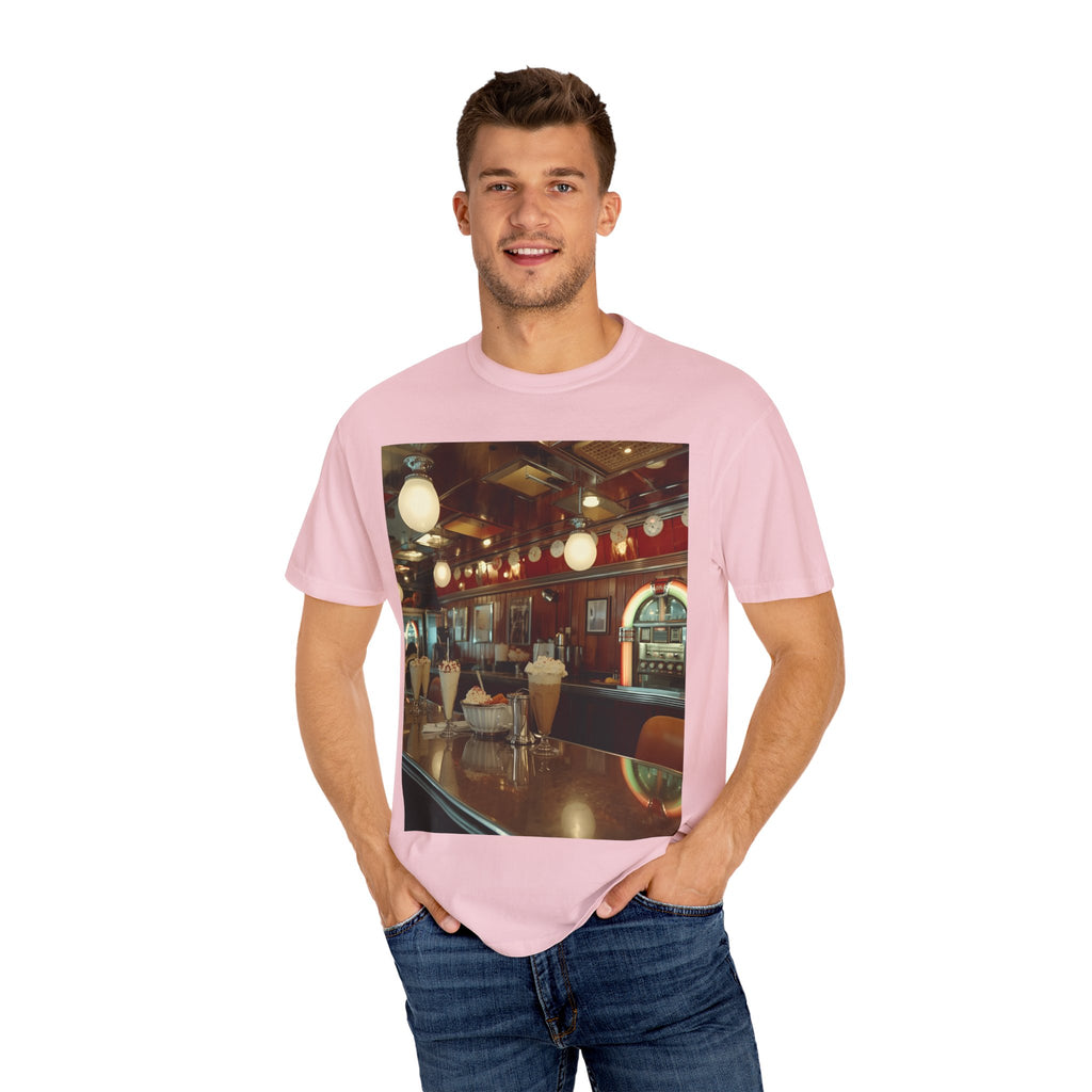 Cozy Cafe Vibe T-Shirt | Unisex Garment-Dyed Tee for Casual Outings, Vintage Style, Ice Cream Lovers, Retro Aesthetic, Everyday Wear