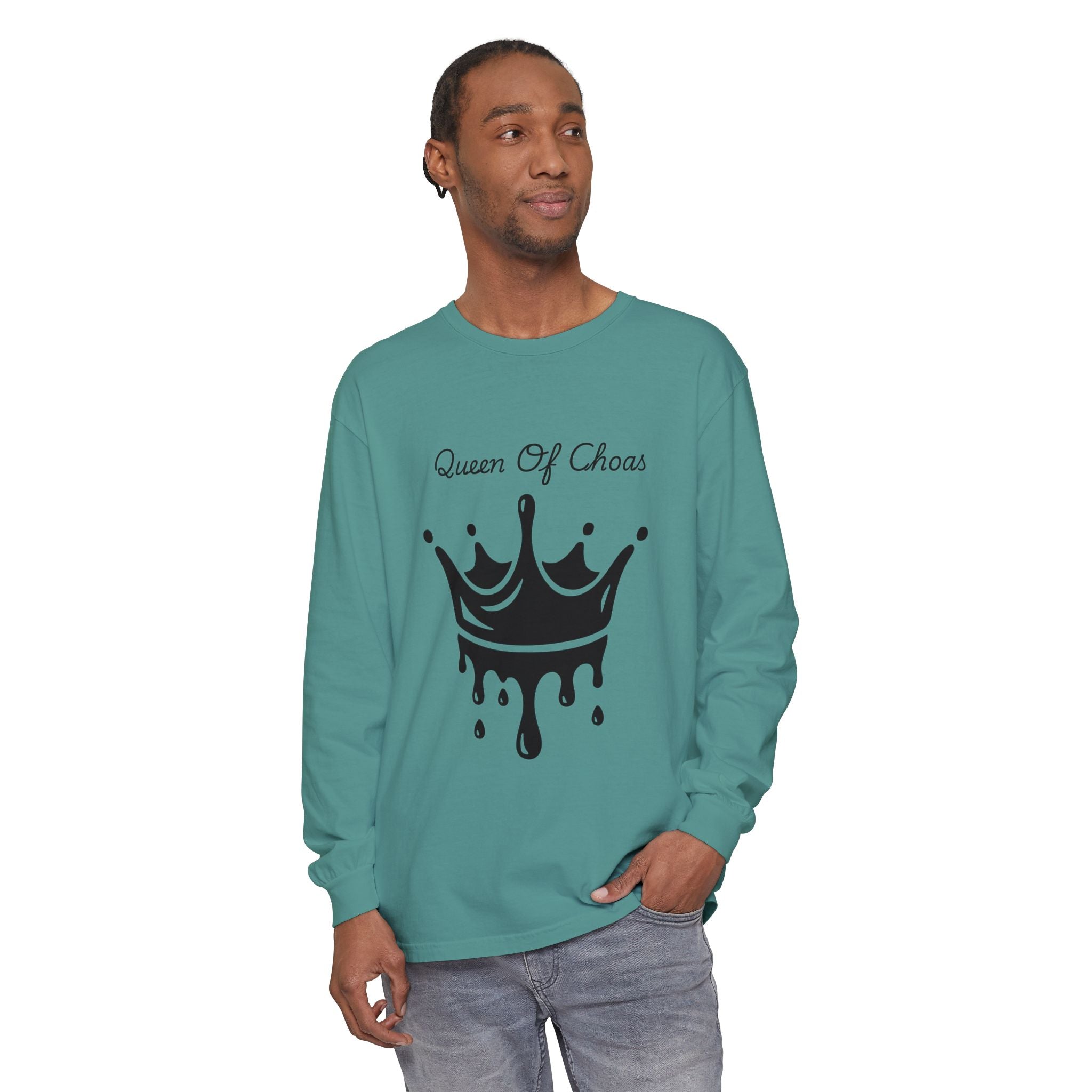 Queen of Chaos Long Sleeve T-Shirt - Stylish Unisex Apparel for Creative Souls, Casual Wear, Gift for Her, Birthday, Everyday Style