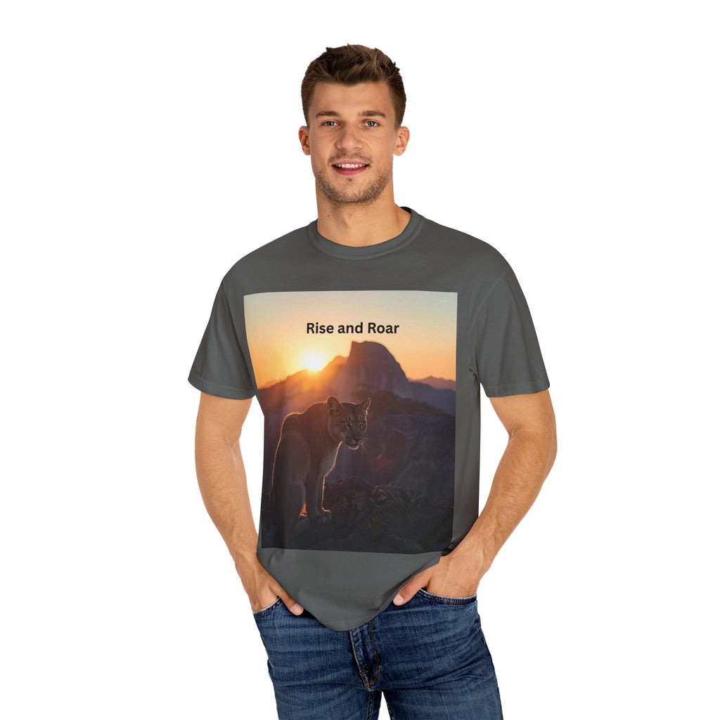 Unisex Nature-Inspired T-Shirt | "Rise and Roar" Graphic Tee, Outdoor Apparel, Gift for Adventurers, Wilderness Lovers, Motivational Shirt