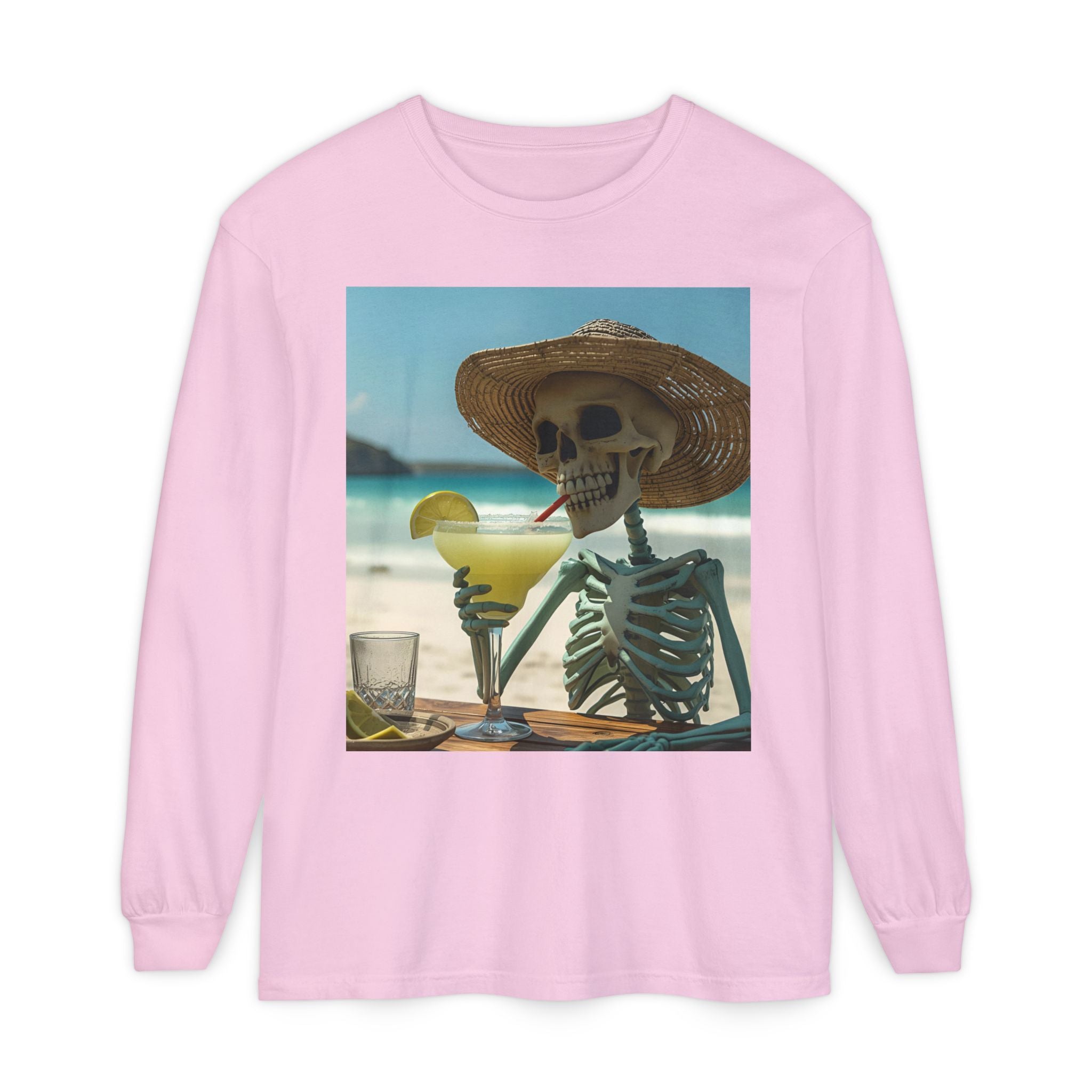 Chill Vibes Skeleton Unisex Garment-dyed Long Sleeve T-Shirt