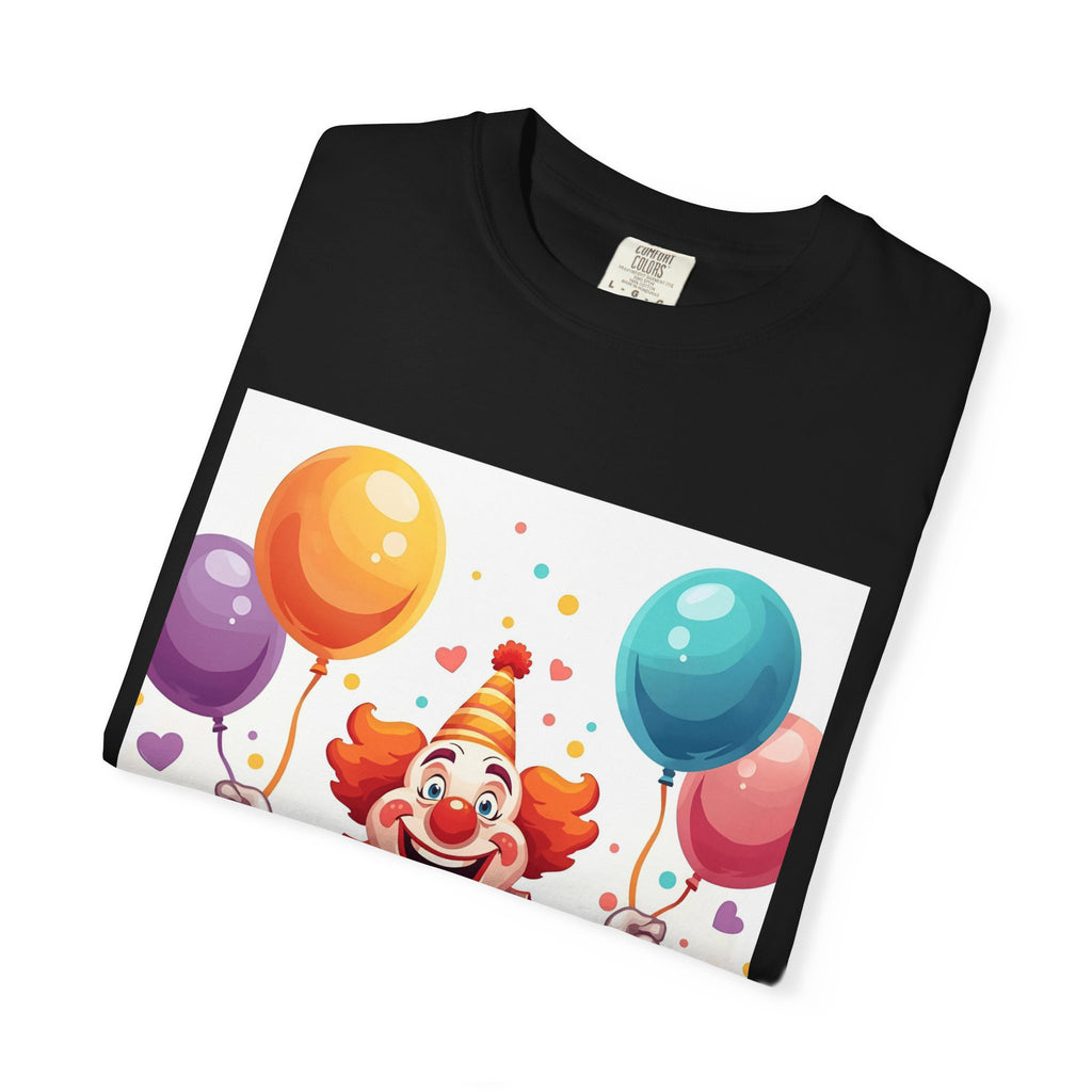Colorful Clown Balloon T-Shirt, Fun Graphic Tee, Unisex party shirt, Circus themed apparel, Birthday gift for kids