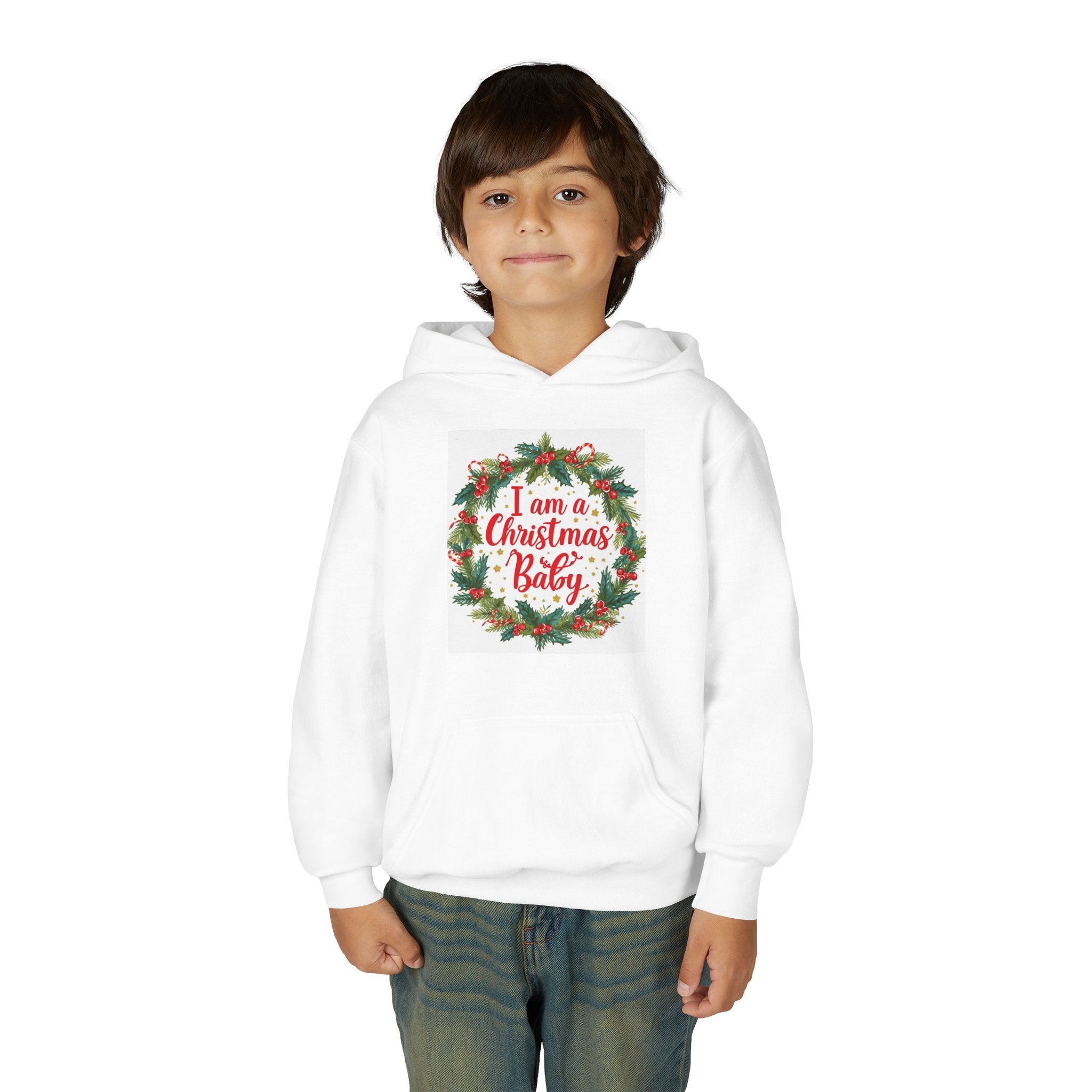 I Am A Christmas Baby Youth Heavy Blend Hooded Sweatshirt