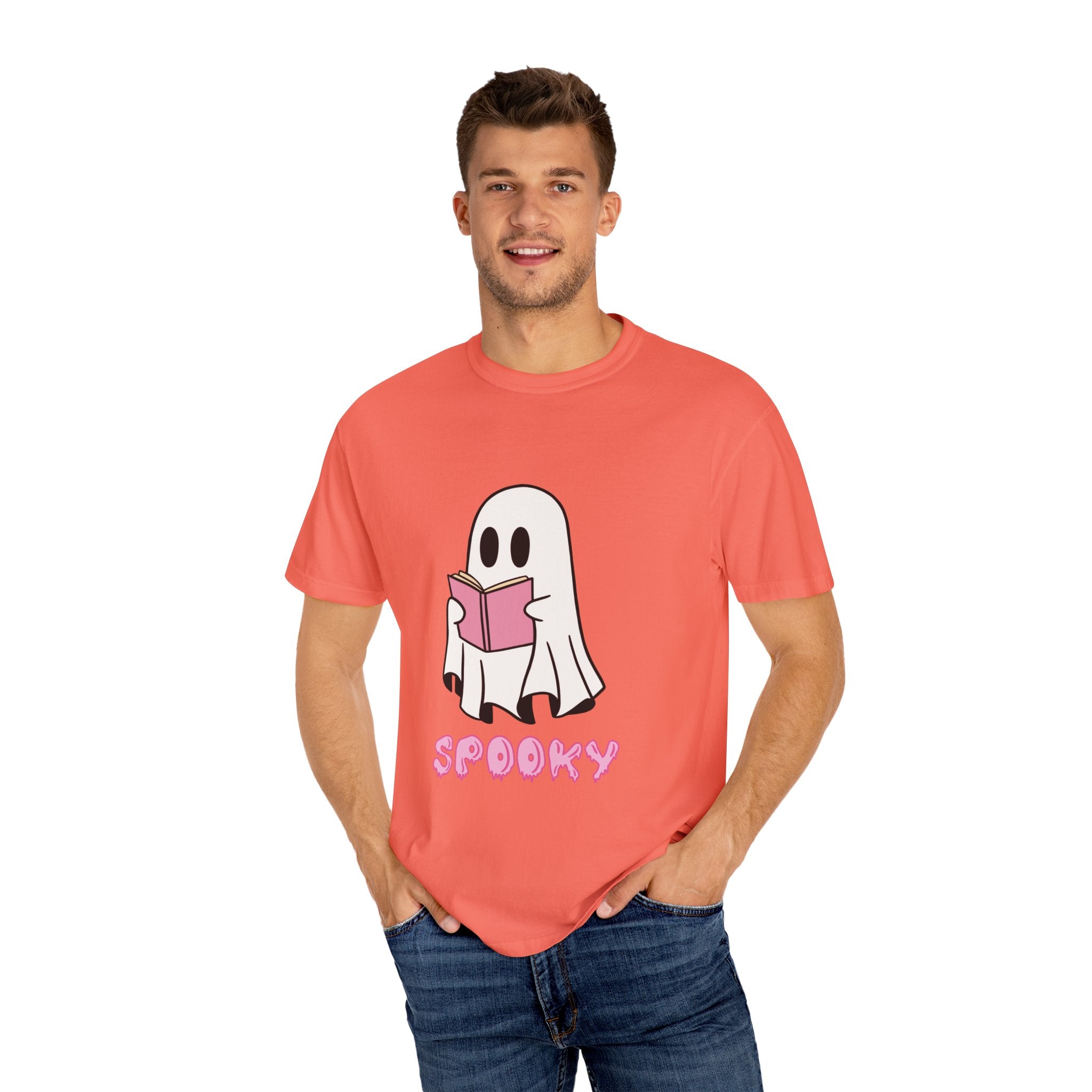 Spooky Ghost Reading T-Shirt | Unisex Halloween Tee, Cute Horror Gift, Cozy Casual Wear, Literary Costume Party, Ghost Lover Shirt