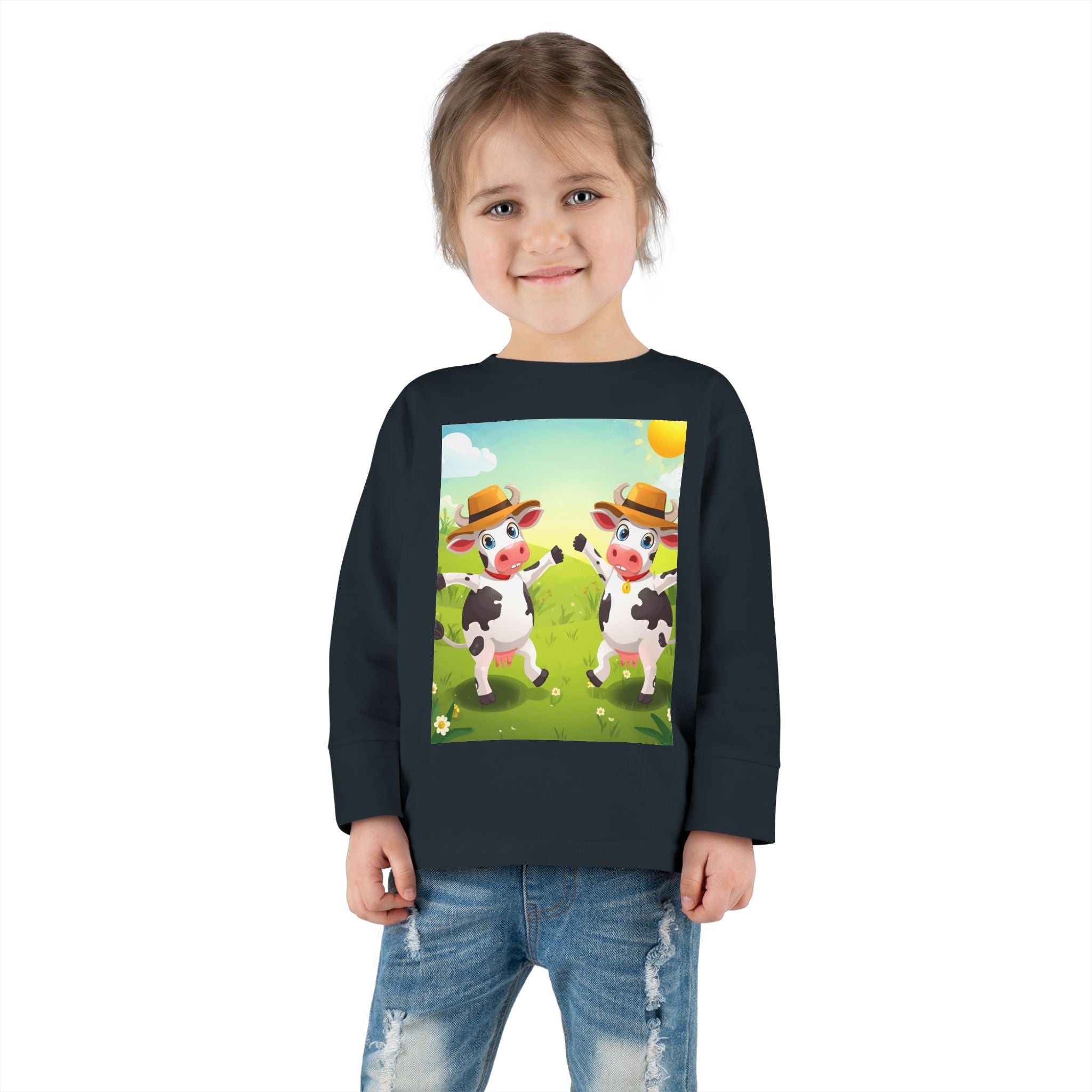 Cute Cows Farm Fun Toddler Long Sleeve Tee