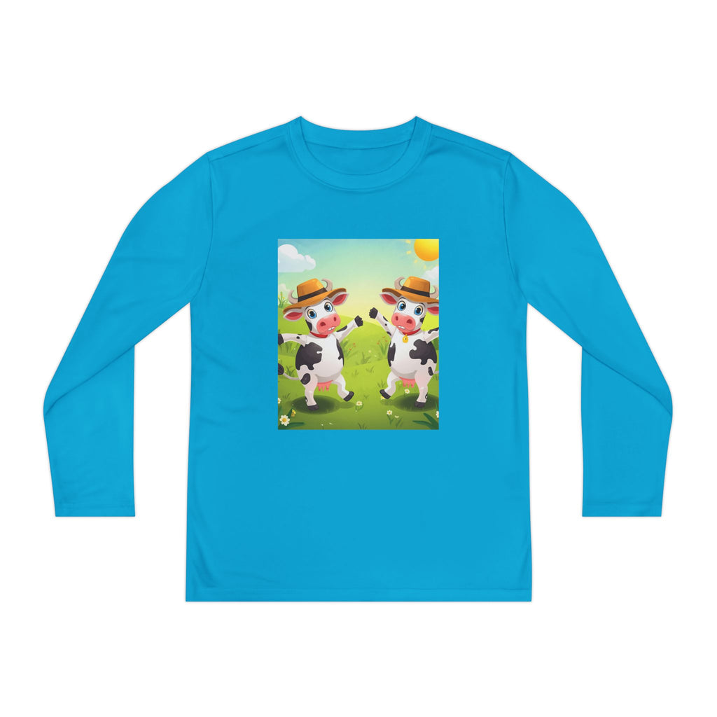 Cute Cows Farm Fun Youth Long Sleeve Competitor Tee