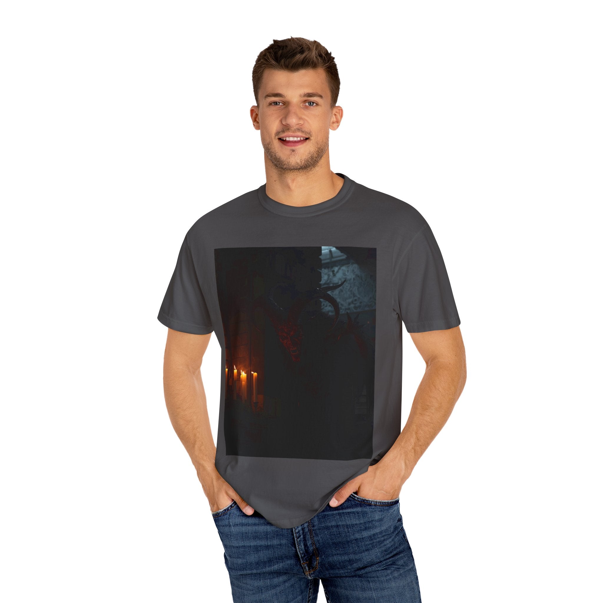 Spooky Halloween Pumpkin Shadow Unisex Garment-Dyed T-shirt