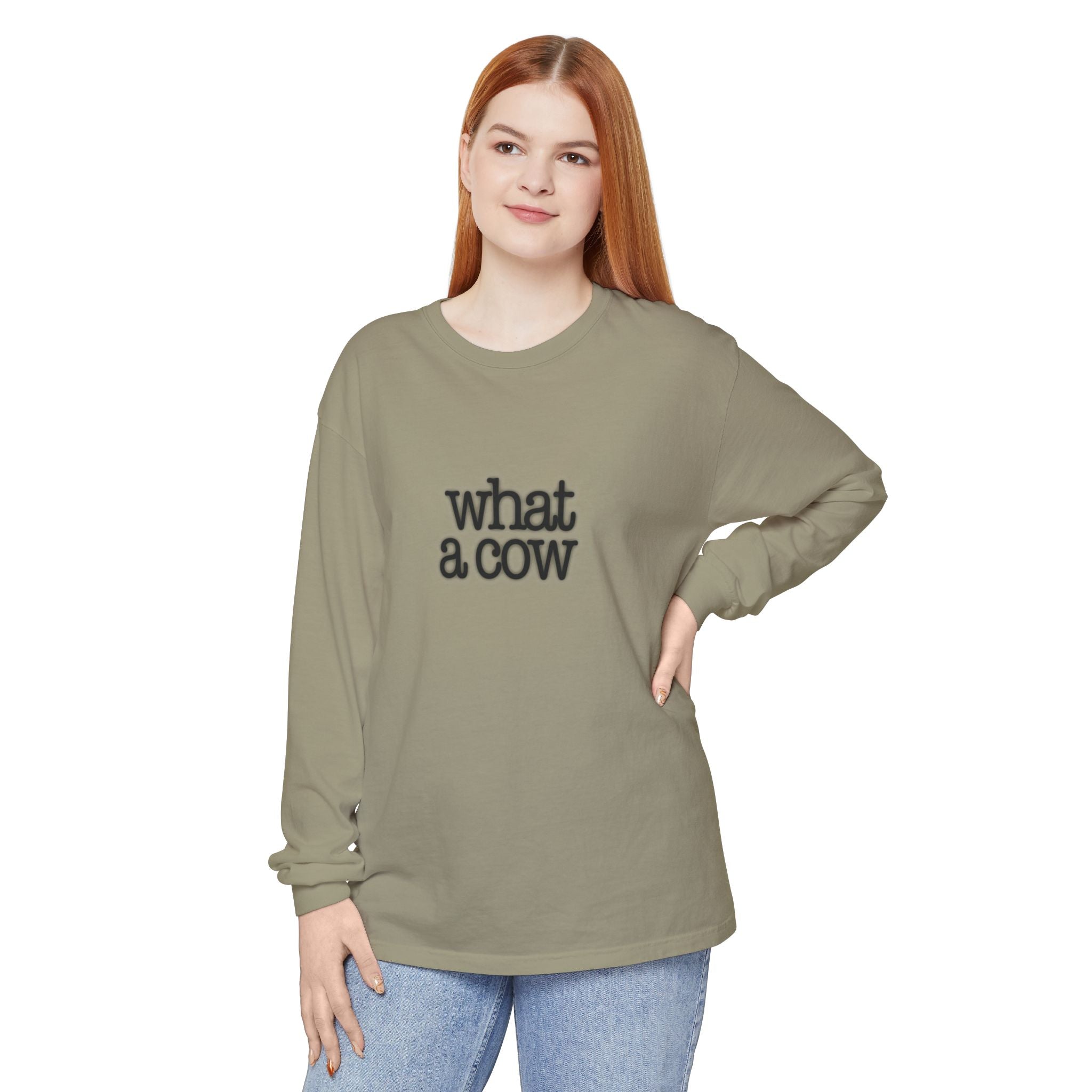 What A Cow Unisex Garment-dyed Long Sleeve T-Shirt