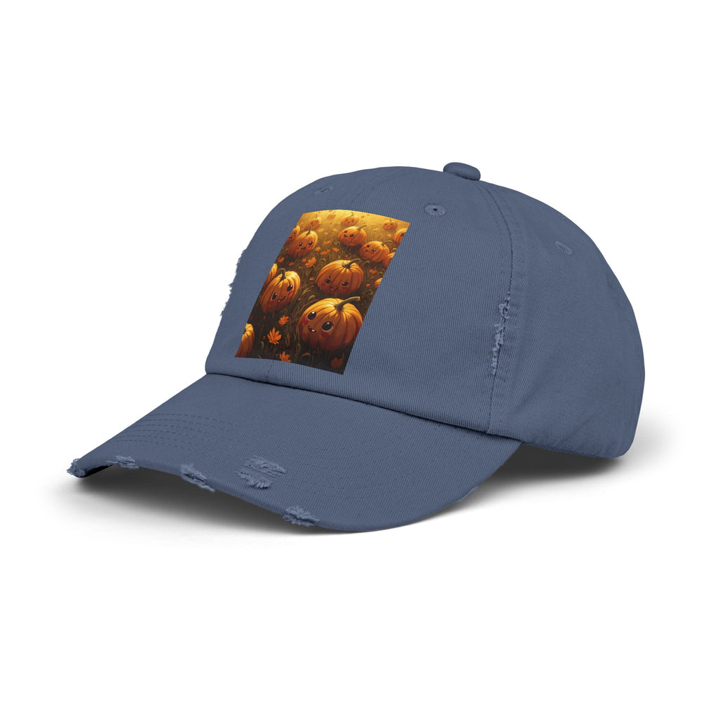 Unisex Distressed Pumpkin Cap, Vintage Halloween Hat, Fall Fashion Accessory, Casual Everyday Wear, Gift for Pumpkin Lovers