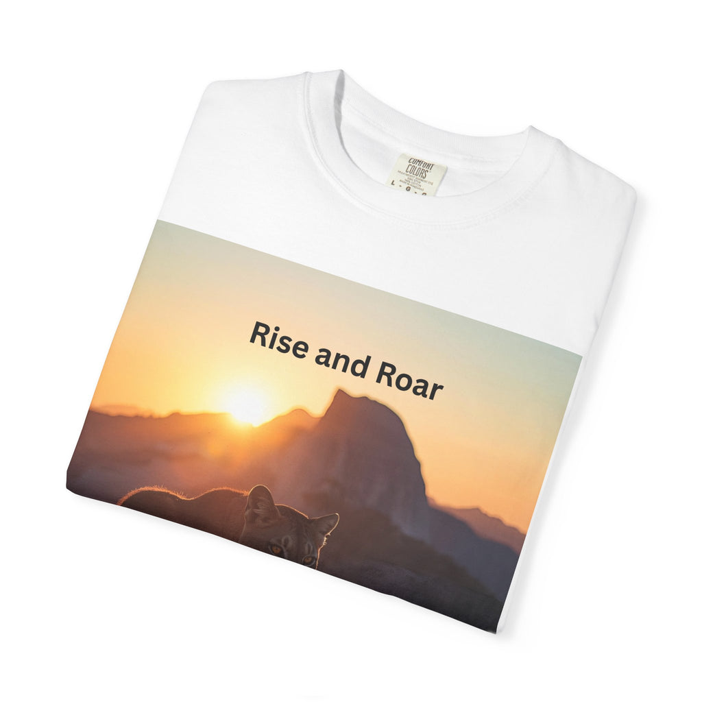 Unisex Nature-Inspired T-Shirt | "Rise and Roar" Graphic Tee, Outdoor Apparel, Gift for Adventurers, Wilderness Lovers, Motivational Shirt
