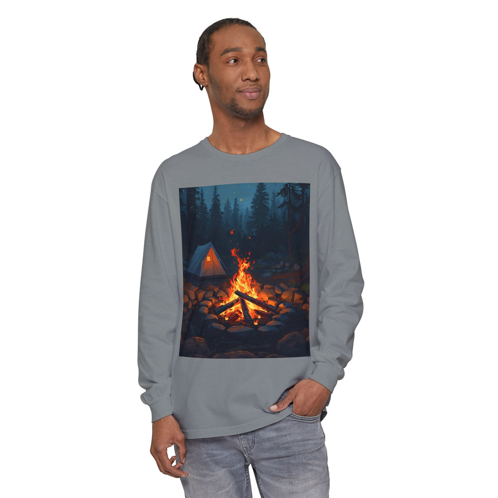 Camping Vibes Long Sleeve T-Shirt | Outdoor Adventure Shirt, Cozy Gift for Campers, Bonfire, Nature Lovers, Unisex Tee