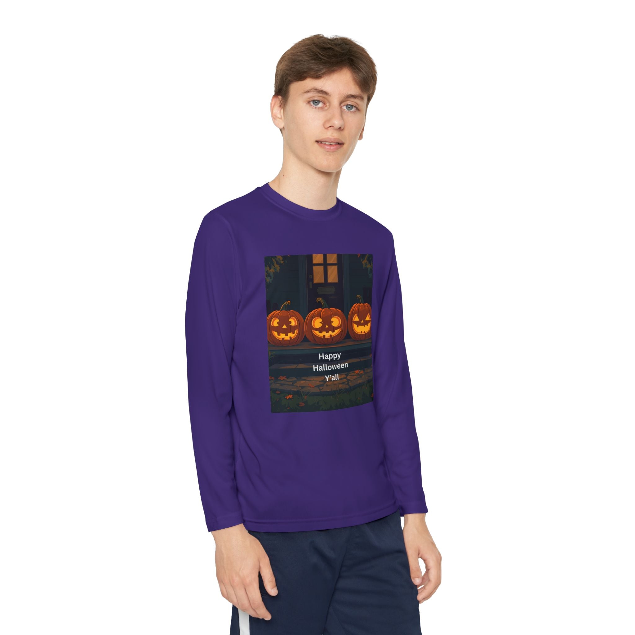 Halloween Pumpkin Youth Long Sleeve Competitor Tee