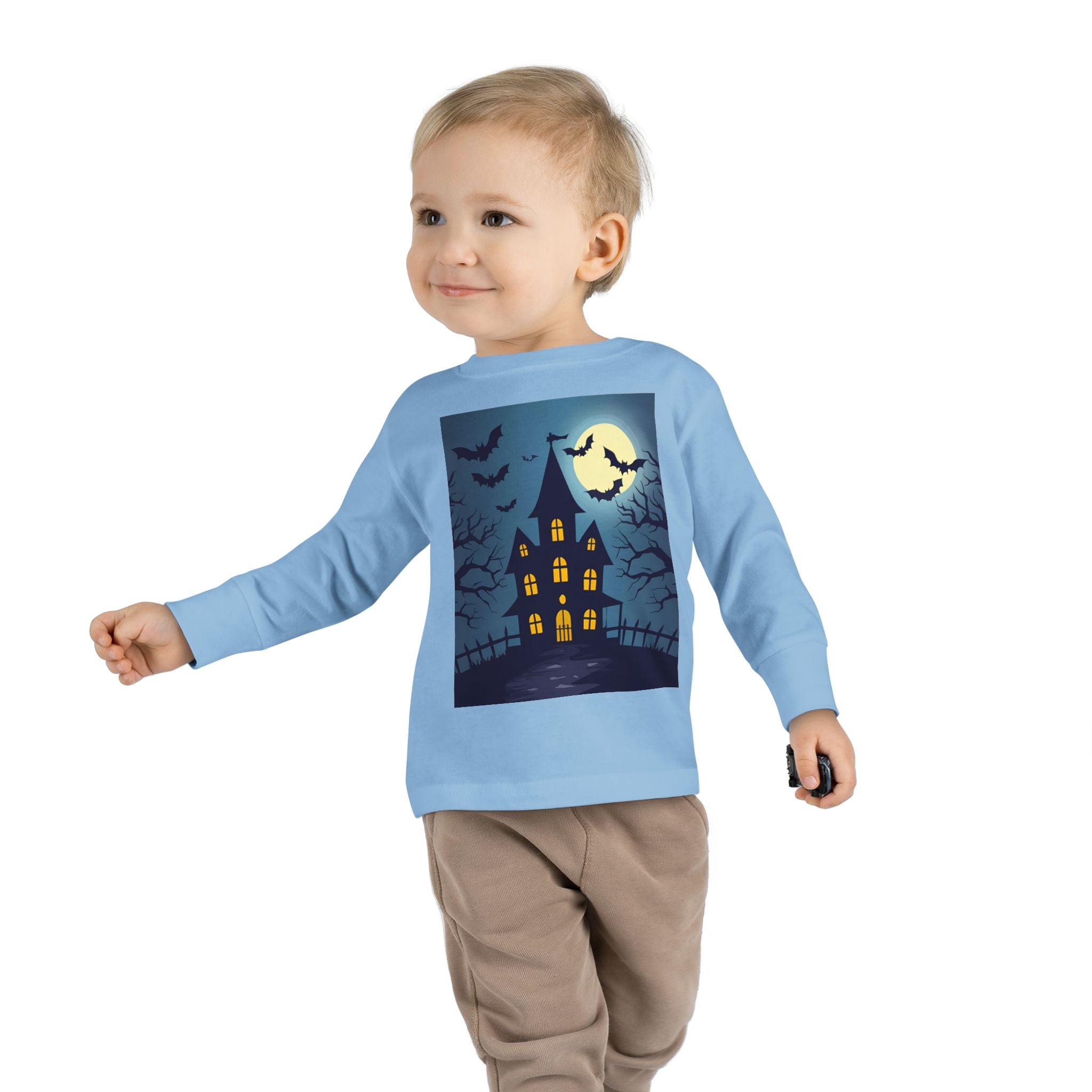 Halloween Haunted House Toddler Halloween Long Sleeve Tee, Spooky Haunted House Shirt, Kids Halloween Costume Top, Fall Festive Apparel, Trick or Treat Clothing