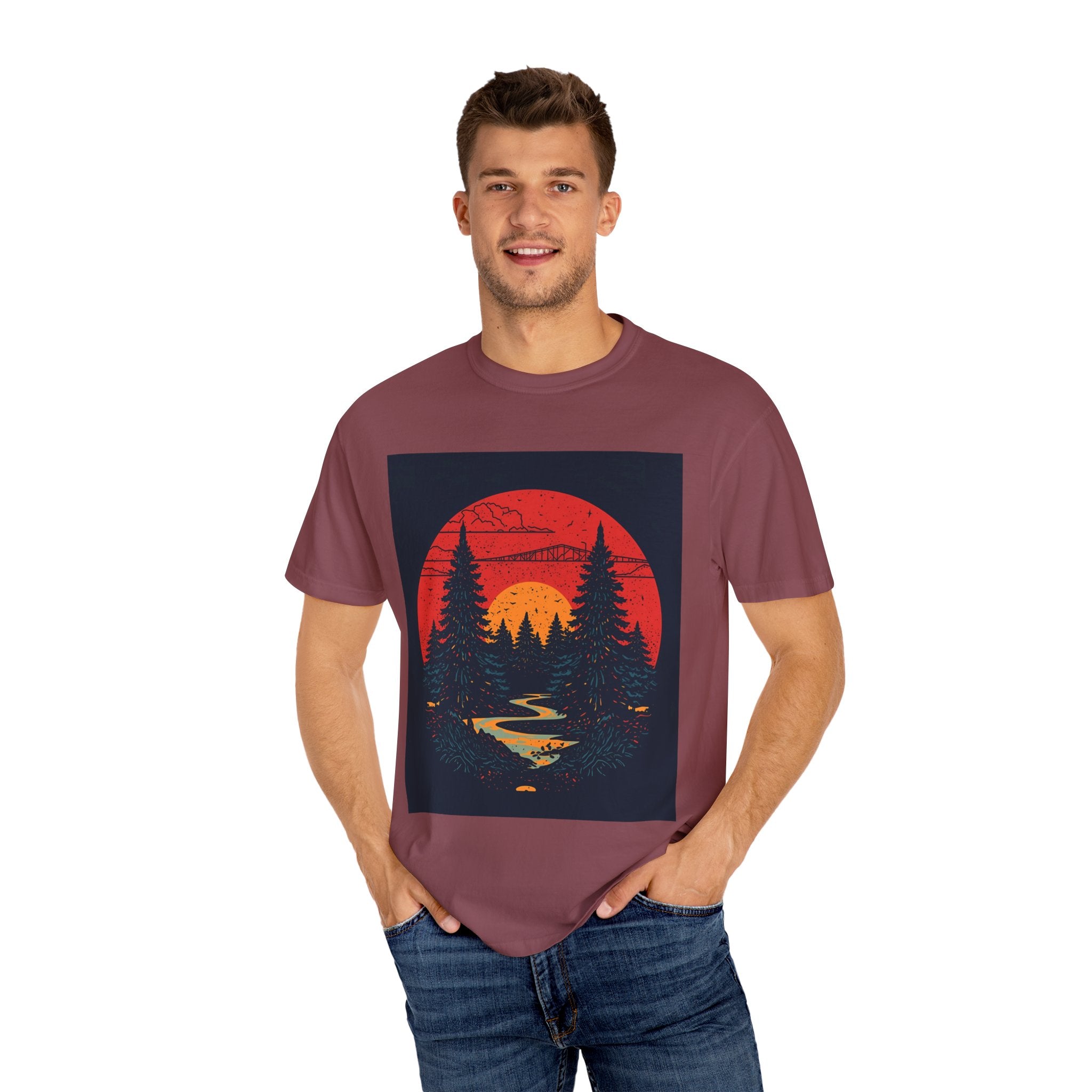 Nature Sunset Unisex T-shirt, Outdoor Adventure Tee, Camping Shirt, Hiking Gear, Mens and Womens Apparel