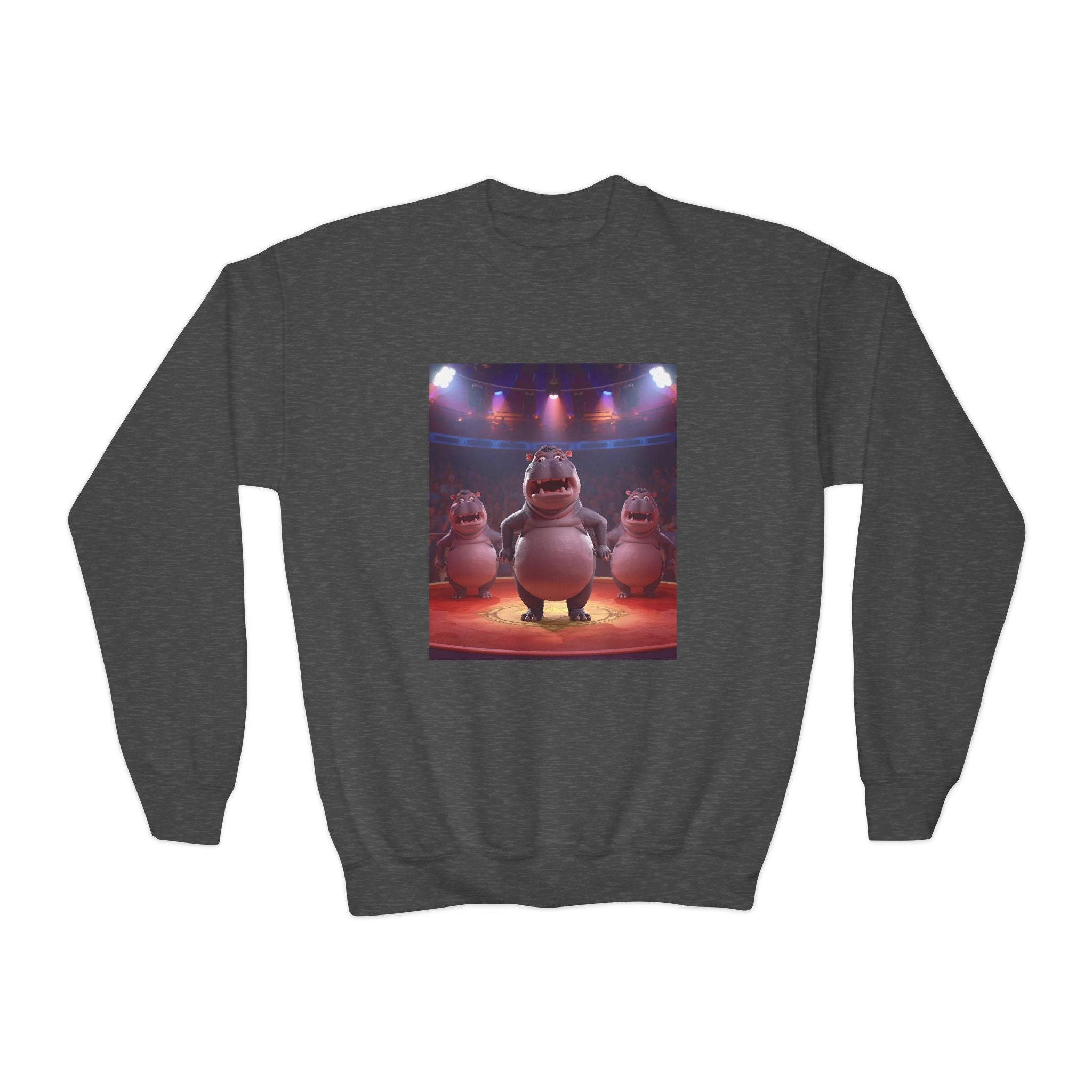 Hippo Funny Youth Crewneck Sweatshirt