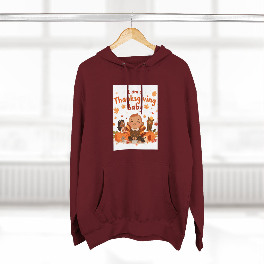 I Am A Thanksgiving Baby Three-Panel Fleece Hoodie