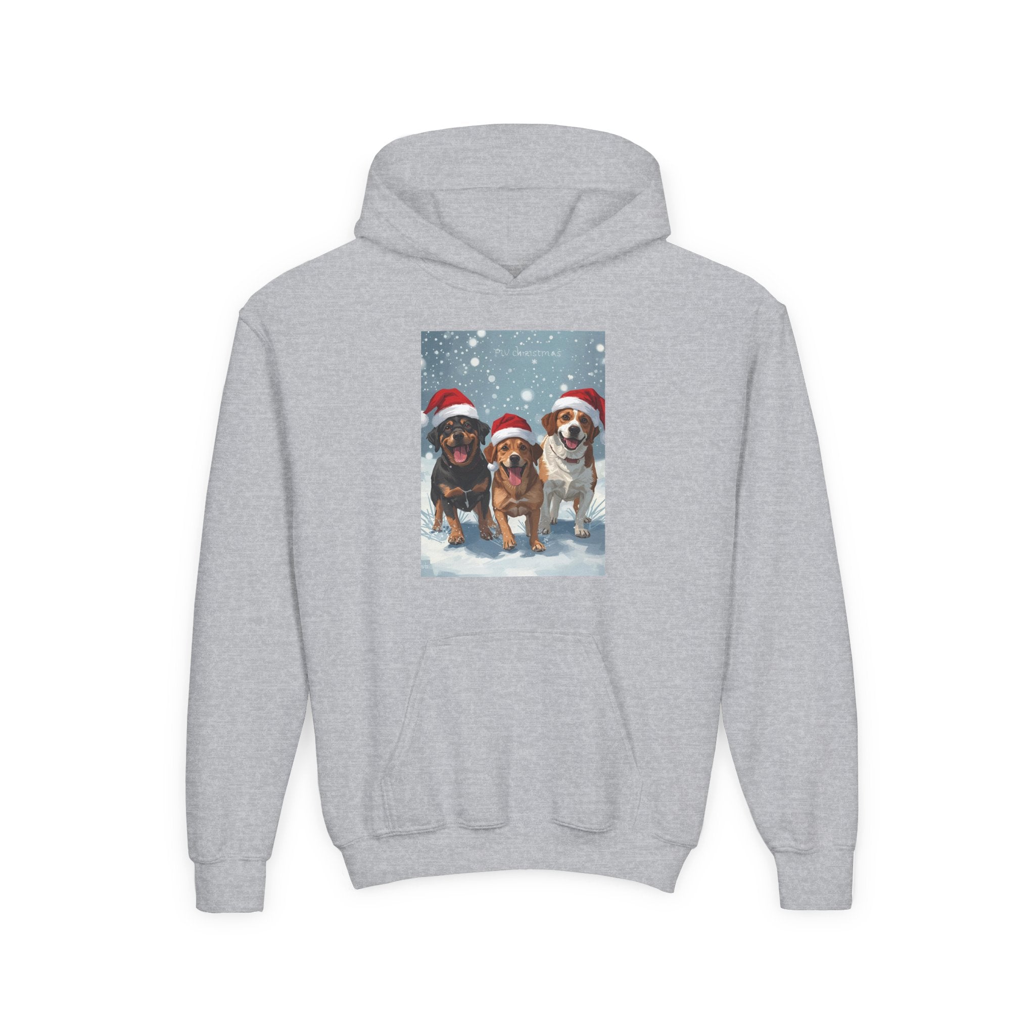 Cute Christmas Dogs Youth Holiday Dog Sweatshirt, Cozy Winter Hoodie, Christmas Gift for Kids, Cute Pet Lover Apparel, Animal Lover Sweatshirt