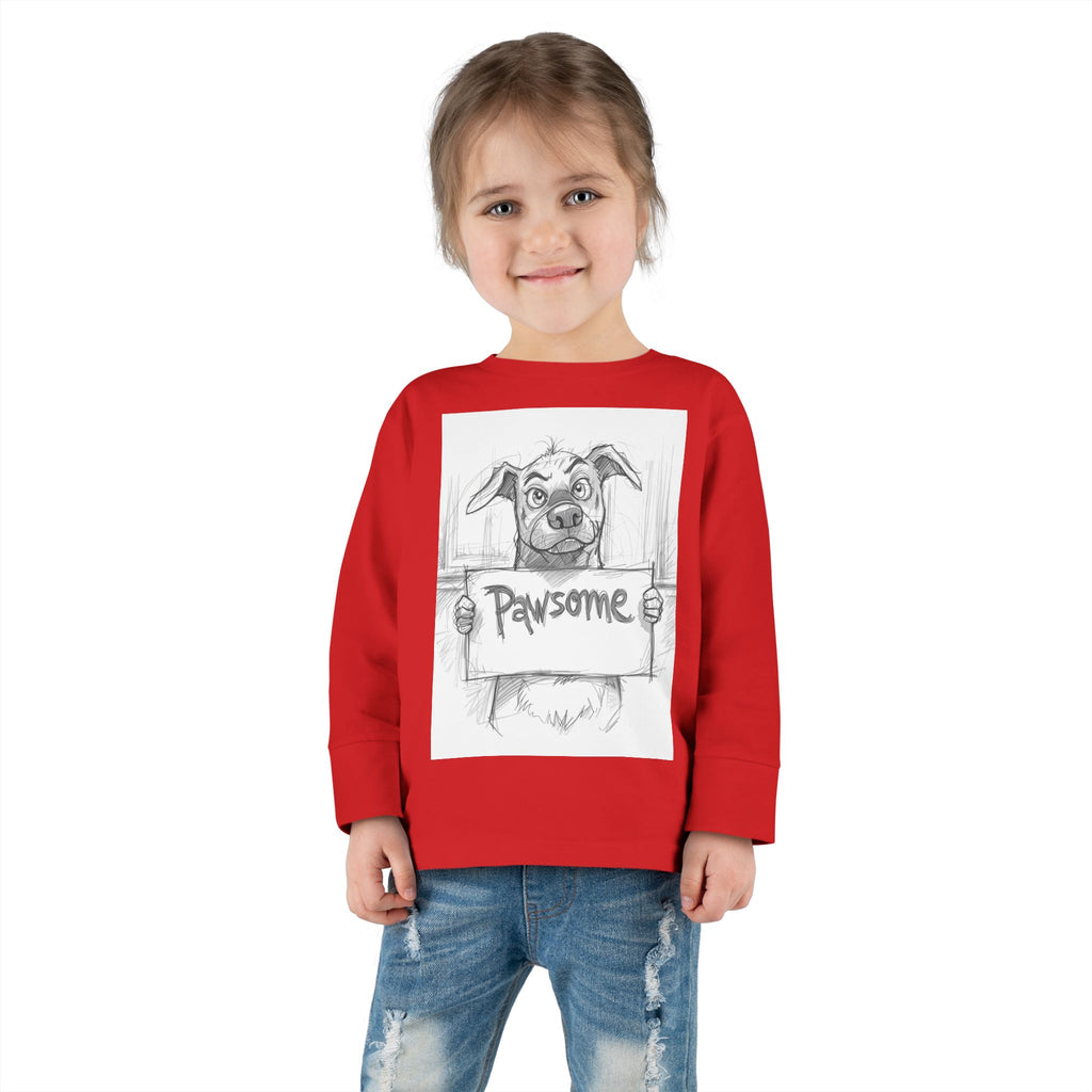 Pawsome Toddler Long Sleeve Tee, Cute Dog Shirt, Pet Lovers Gift, Kids Apparel, Funny Animal Tee, Birthday Gift