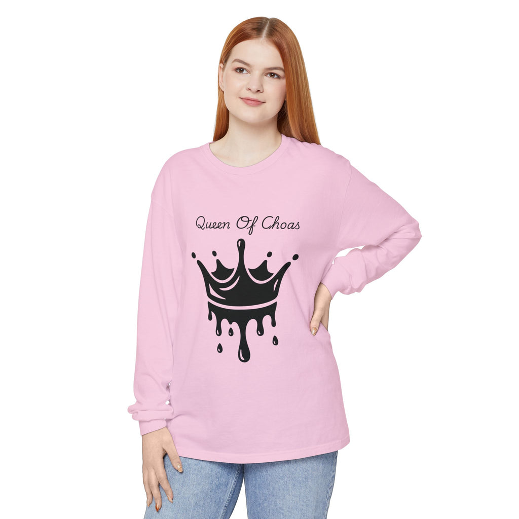 Queen of Chaos Long Sleeve T-Shirt - Stylish Unisex Apparel for Creative Souls, Casual Wear, Gift for Her, Birthday, Everyday Style
