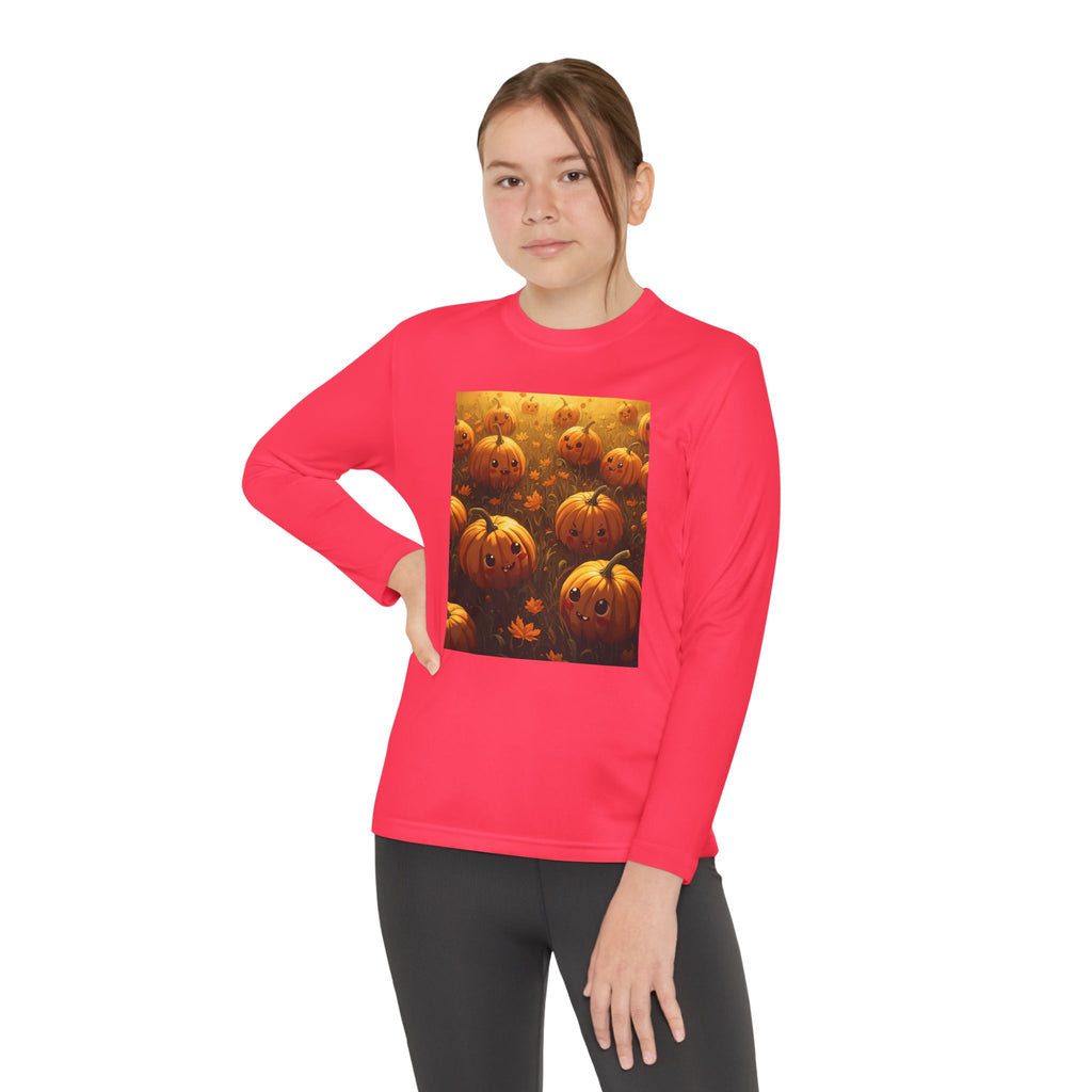 Happy Halloween Pumpkin Youth Long Sleeve Competitor Tee