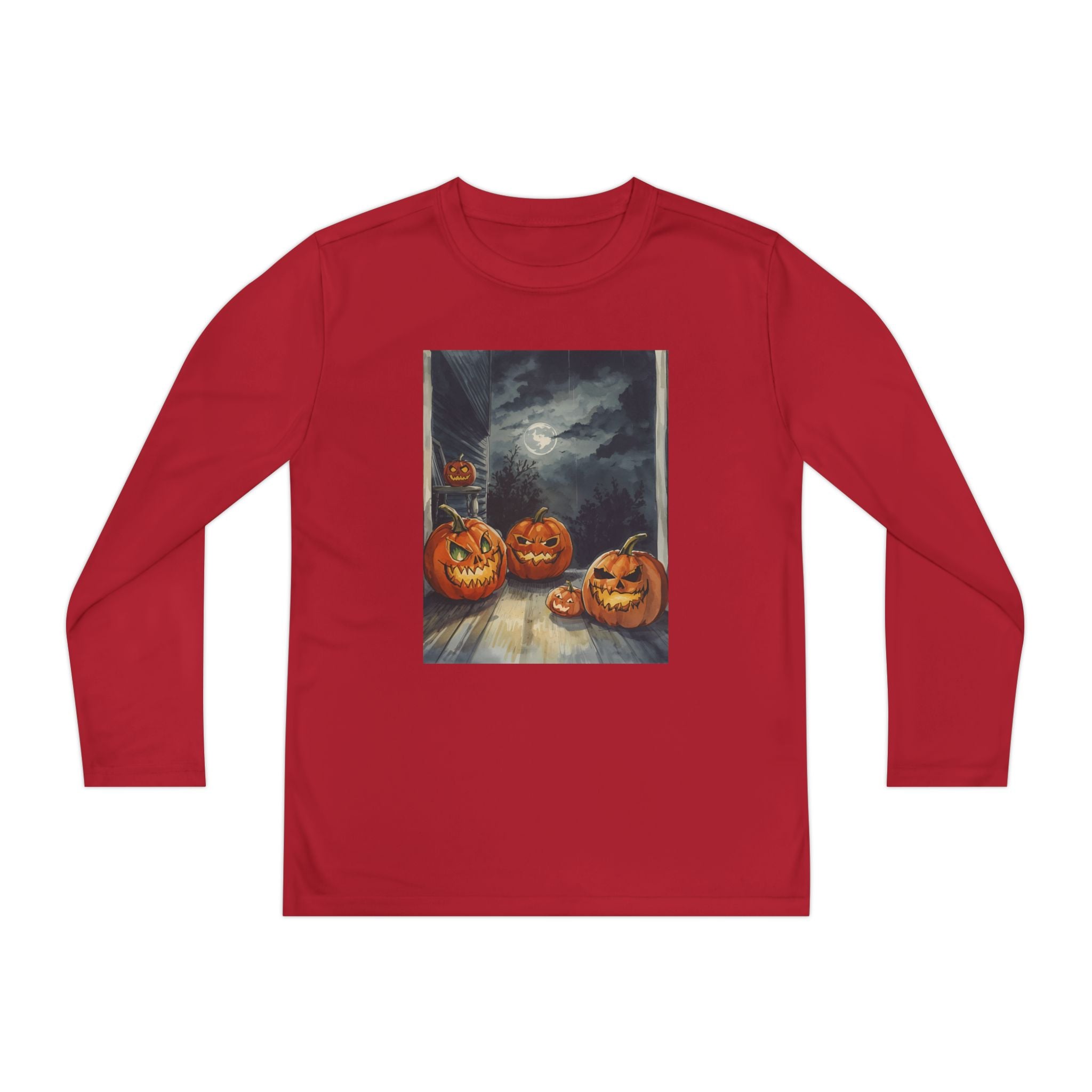 Halloween Pumpkin Spooky Youth Long Sleeve Competitor Tee