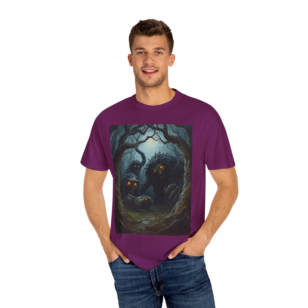 Spooky Mysterious Forest Graphic T-Shirt, Unisex Tee, Nature Lover Gift, Halloween Apparel, Unique Artwear