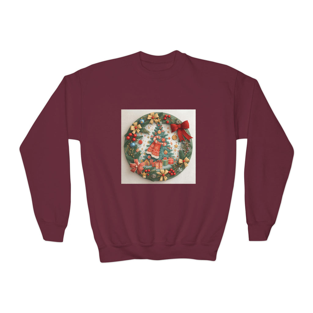 Christmas Wreath Youth Crewneck Sweatshirt