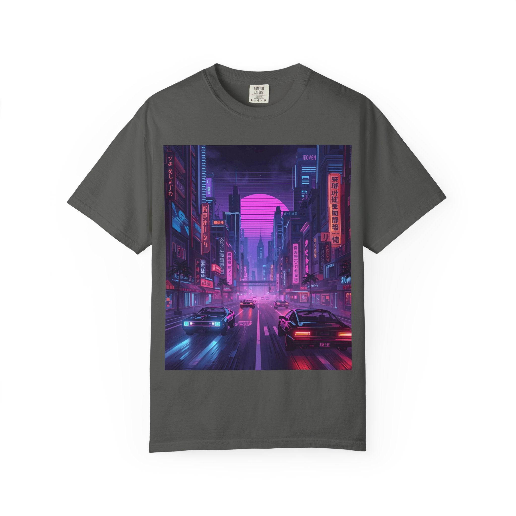 Futuristic Neon Cityscape T-Shirt, Retro Graphic Tee, Unisex Streetwear, Urban Vibe Shirt, Gift for Gamers, Summer Outfit