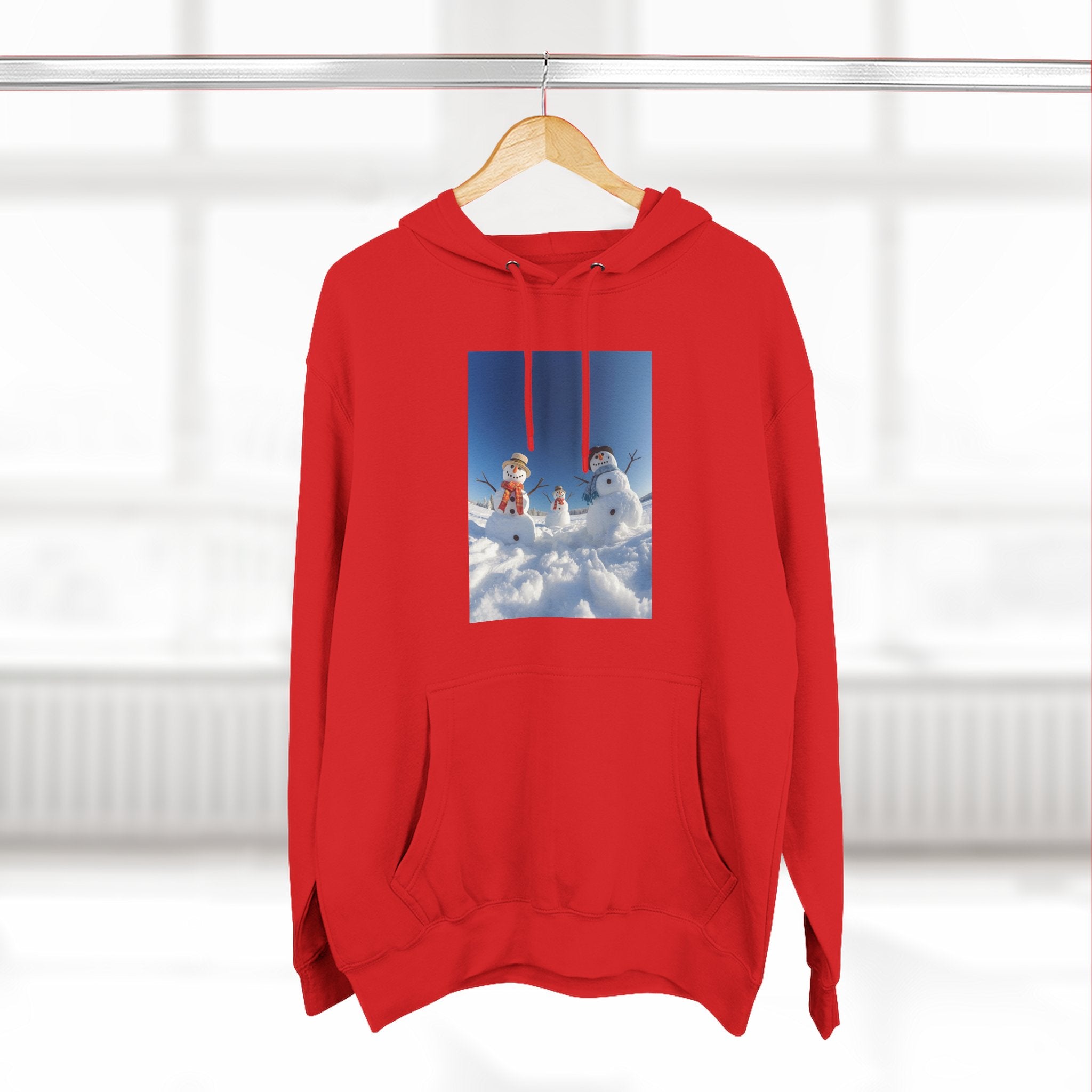 Cozy Fleece Hoodie with Fun Snowmen Design, Winter Wear, Gift for Christmas, Birthday Present, Casual Outfit, Hoodie for Snow Lovers