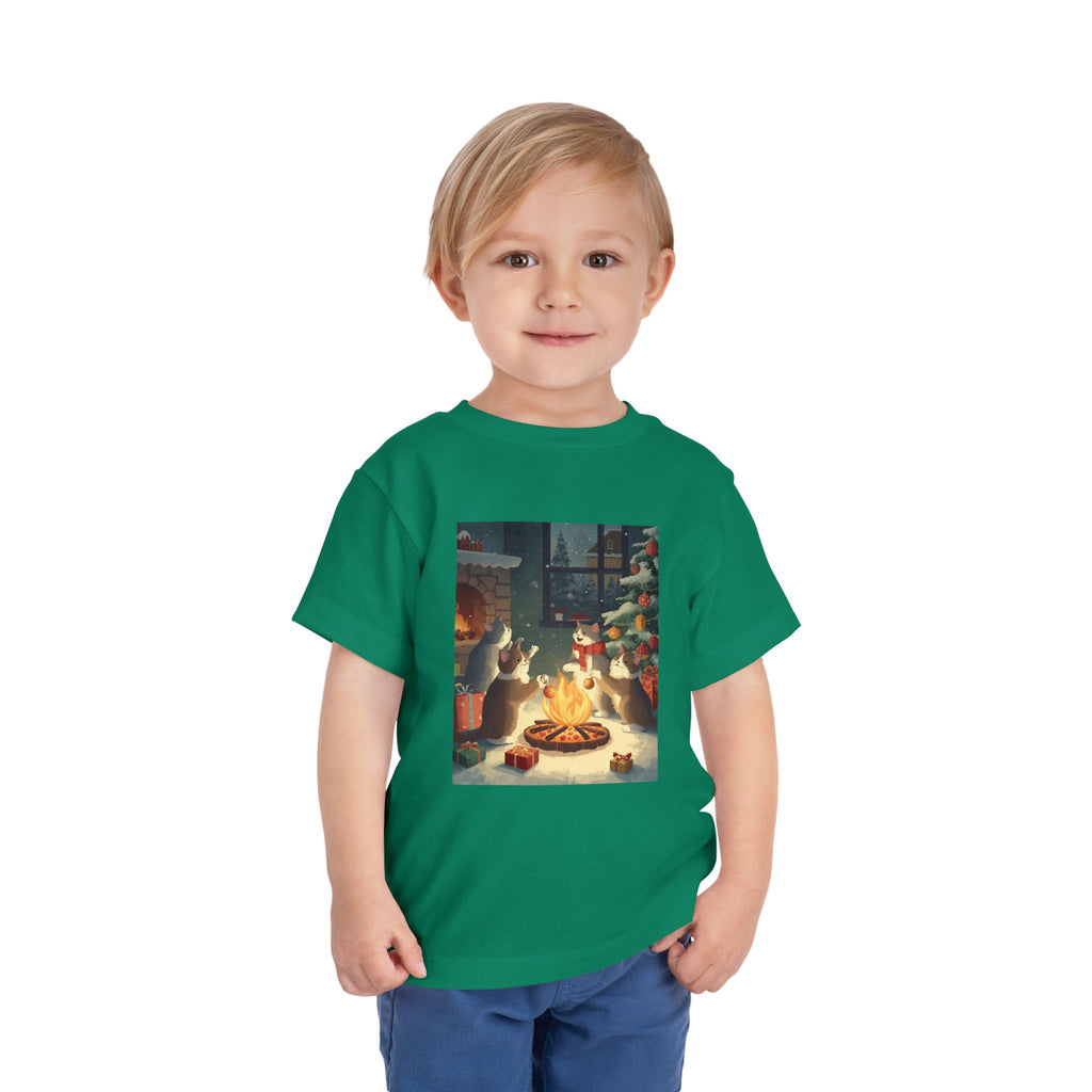 Cute Cat Christmas Festive Toddler Short Sleeve Tee