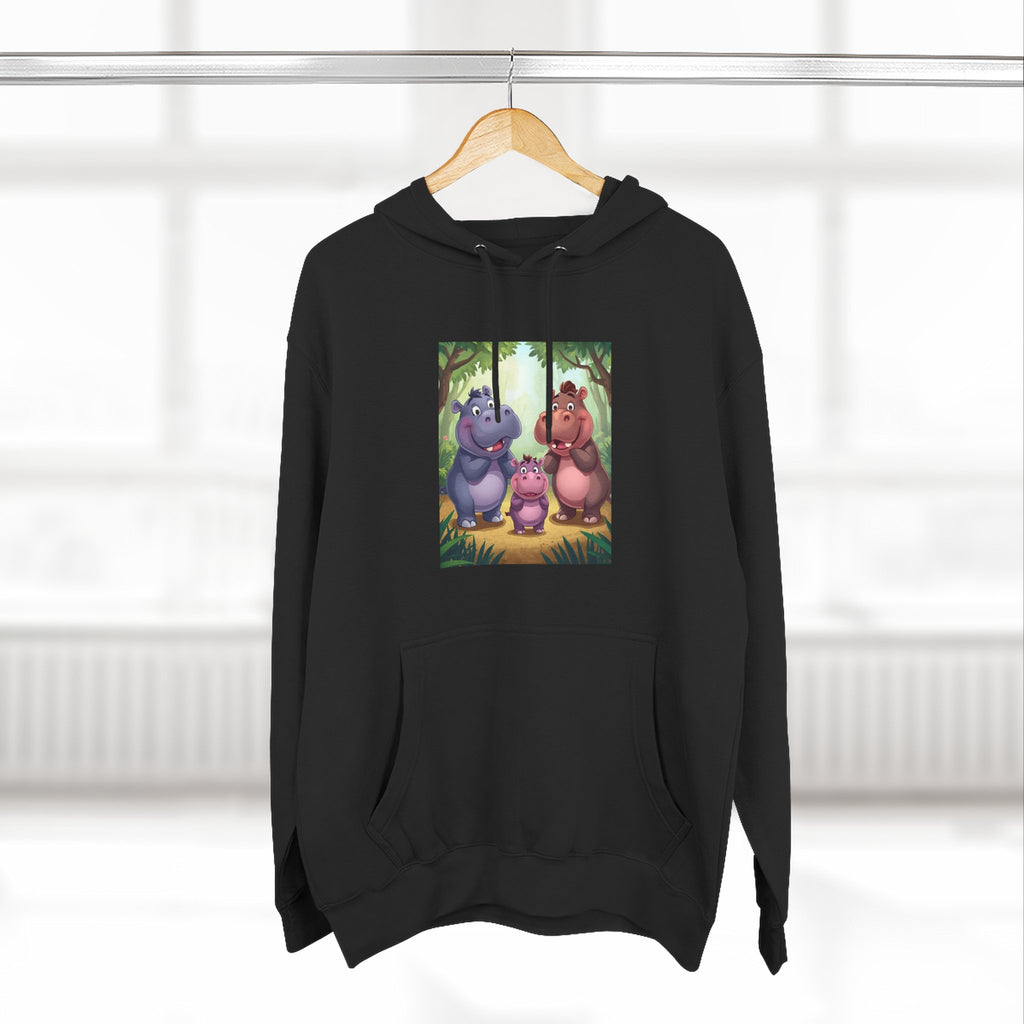 Hippo Cute Three-Panel Fleece Hoodie