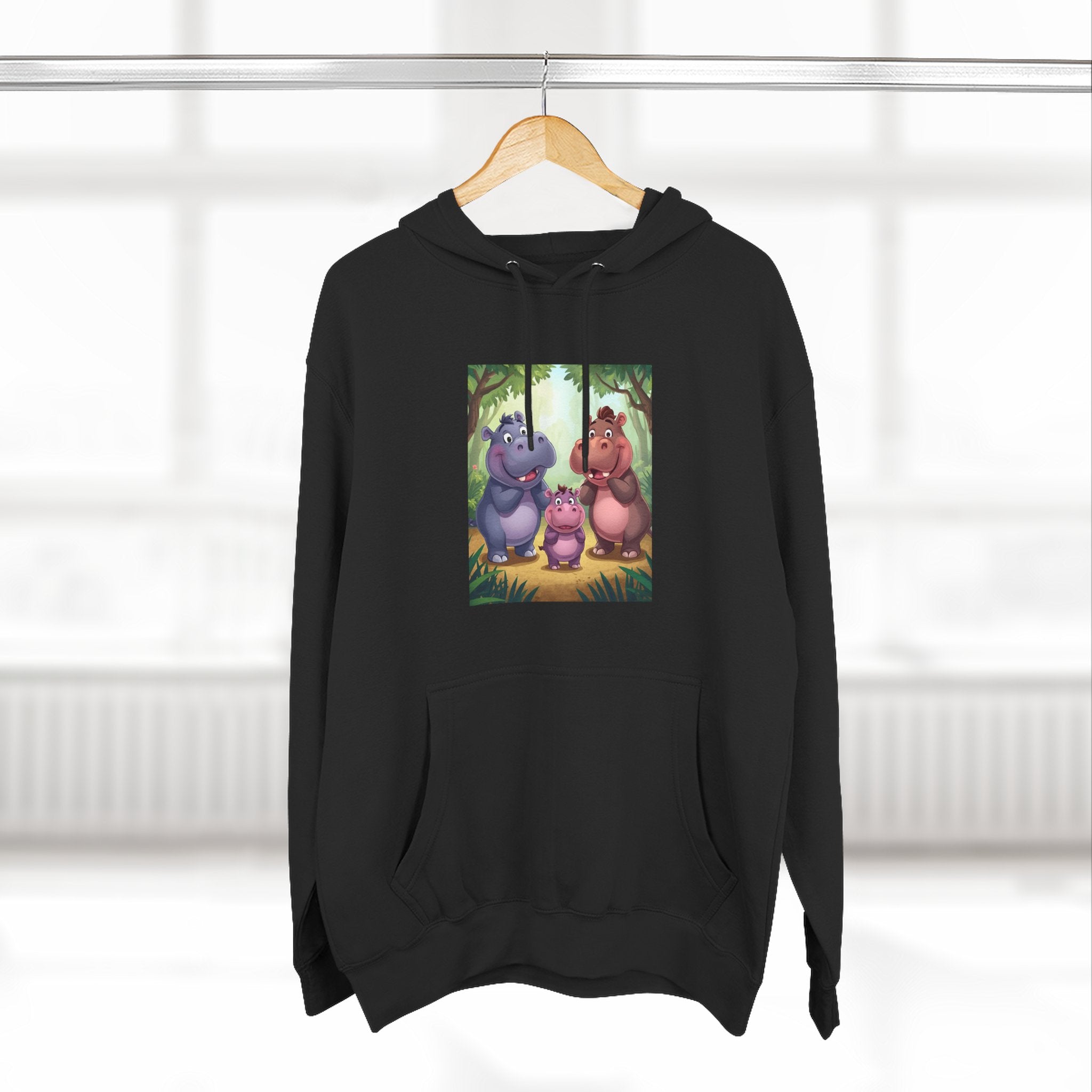 Hippo Cute Three-Panel Fleece Hoodie