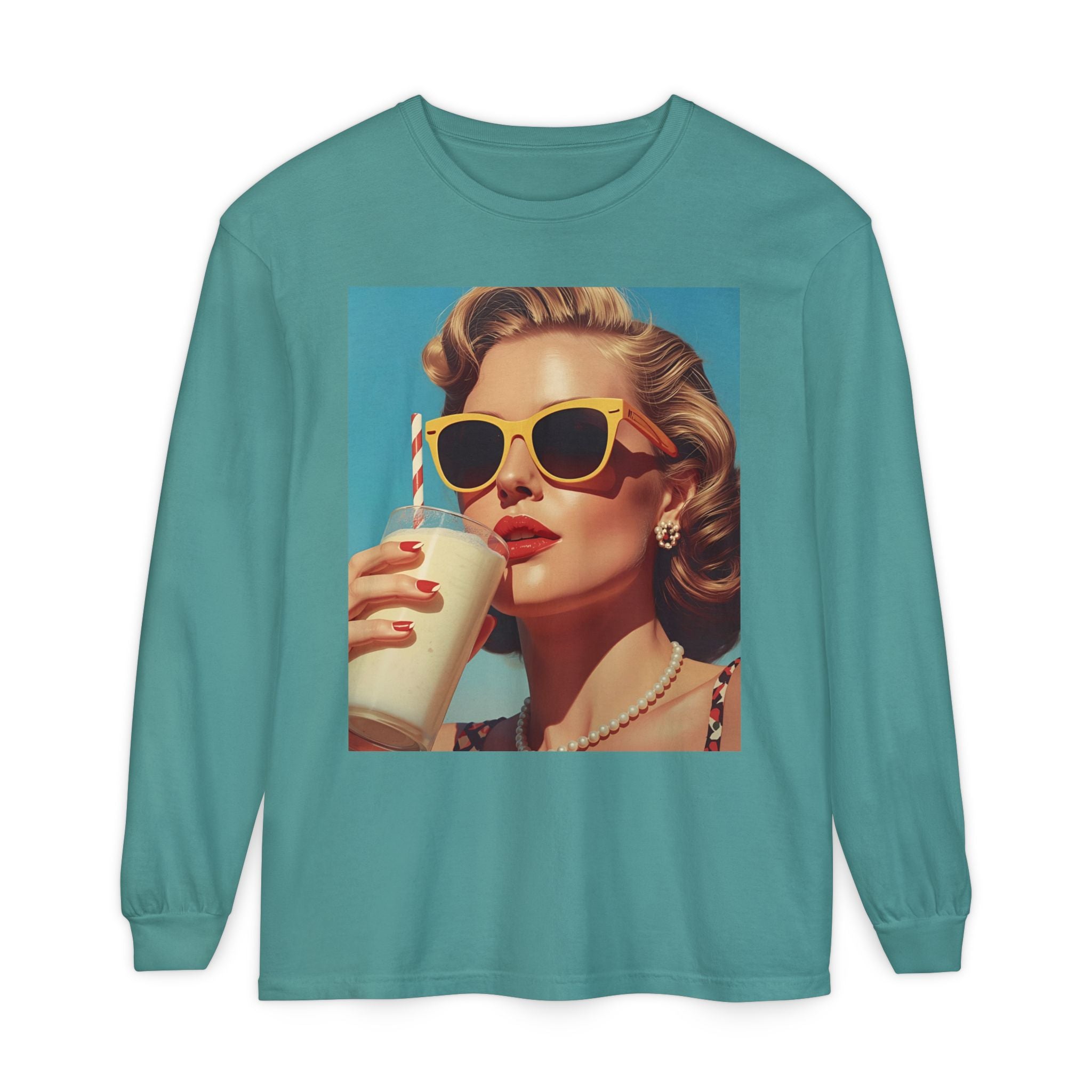 Retro Pop Art Long Sleeve T-Shirt, Vintage Graphic Tee, Fashion Top, Summer Style shirt, Gift for Art Lovers, Casual Wear