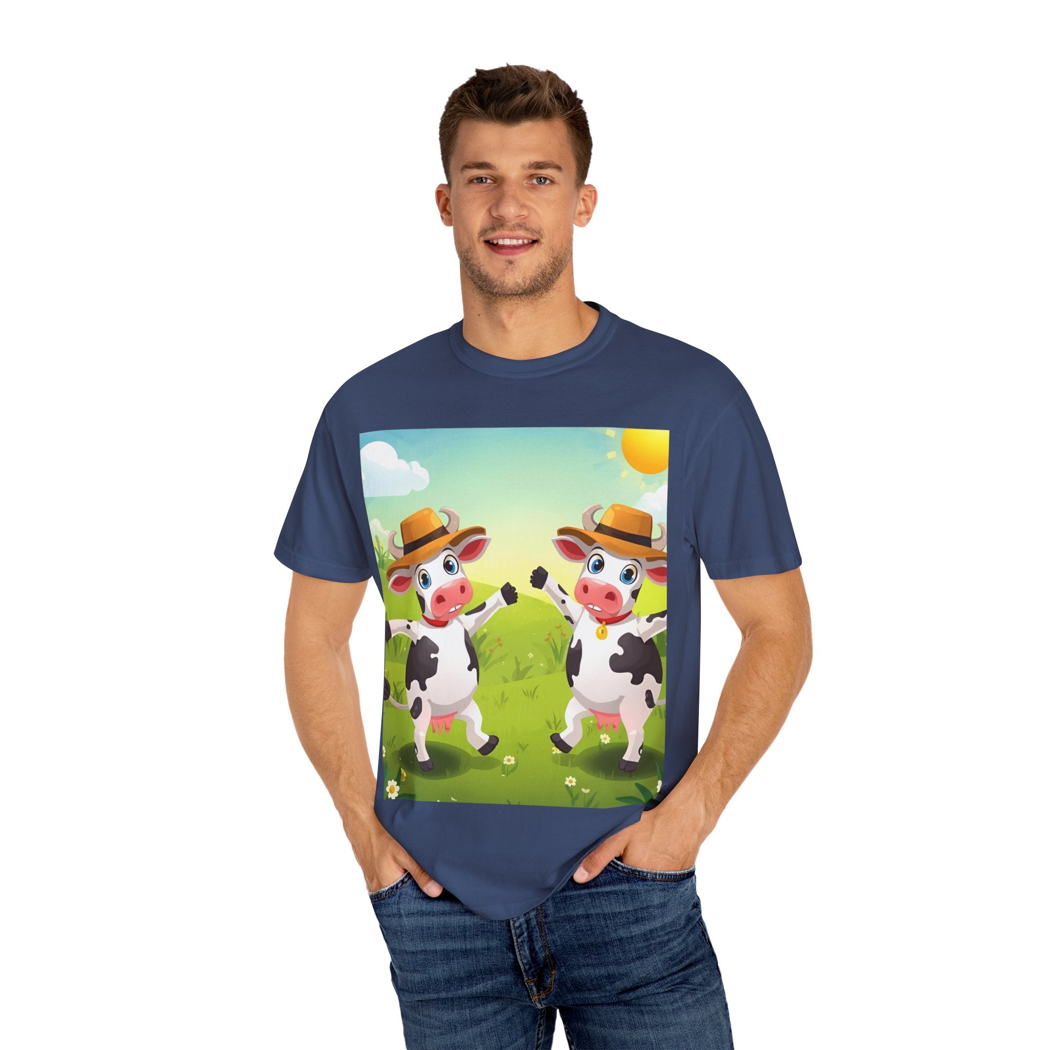 Cute Cow Fun Farm Unisex Garment-Dyed T-shirt
