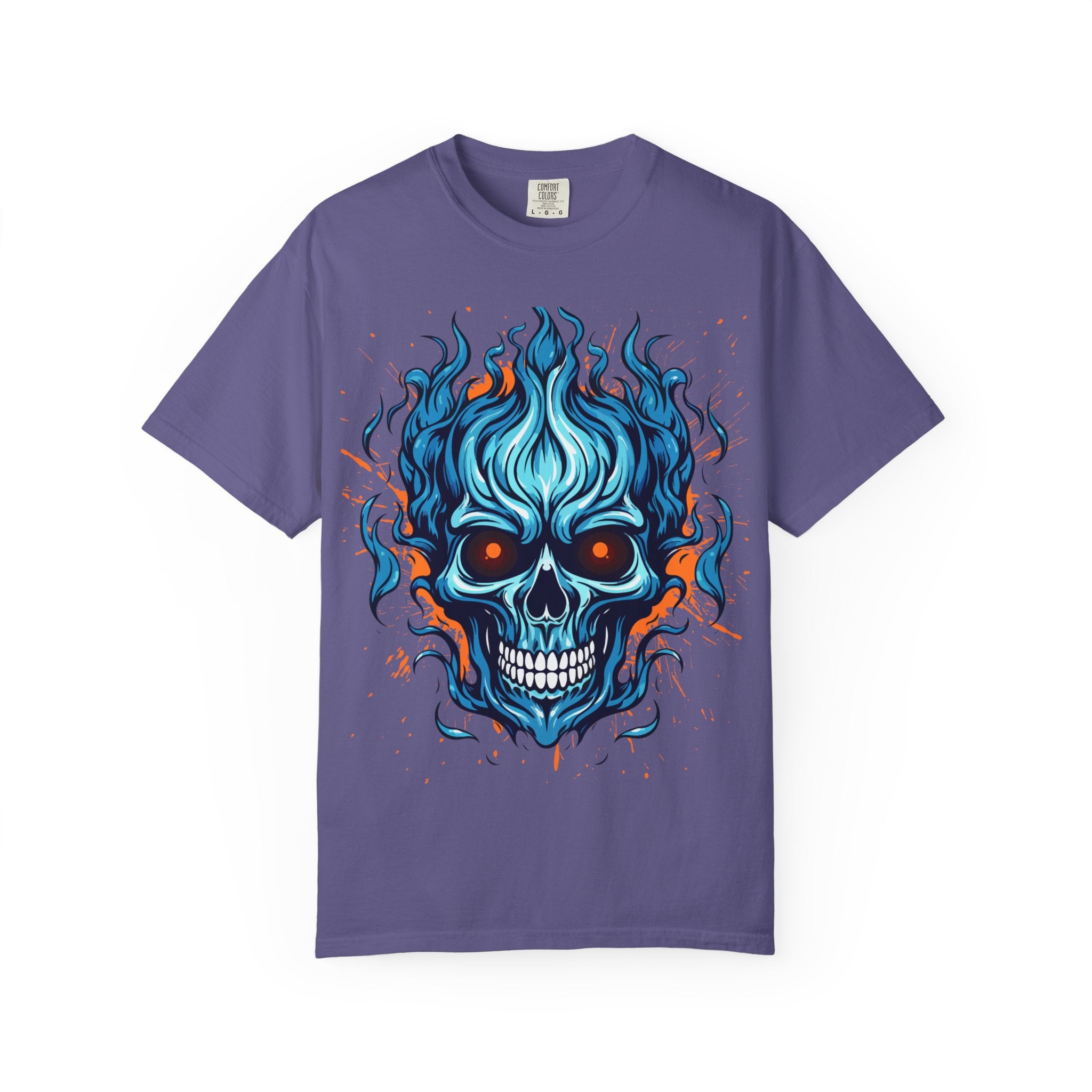 Flaming Skull T-Shirt, Unisex Graphic Tee, Edgy Casual Wear, Halloween Apparel, Gift for Rock Music Fans